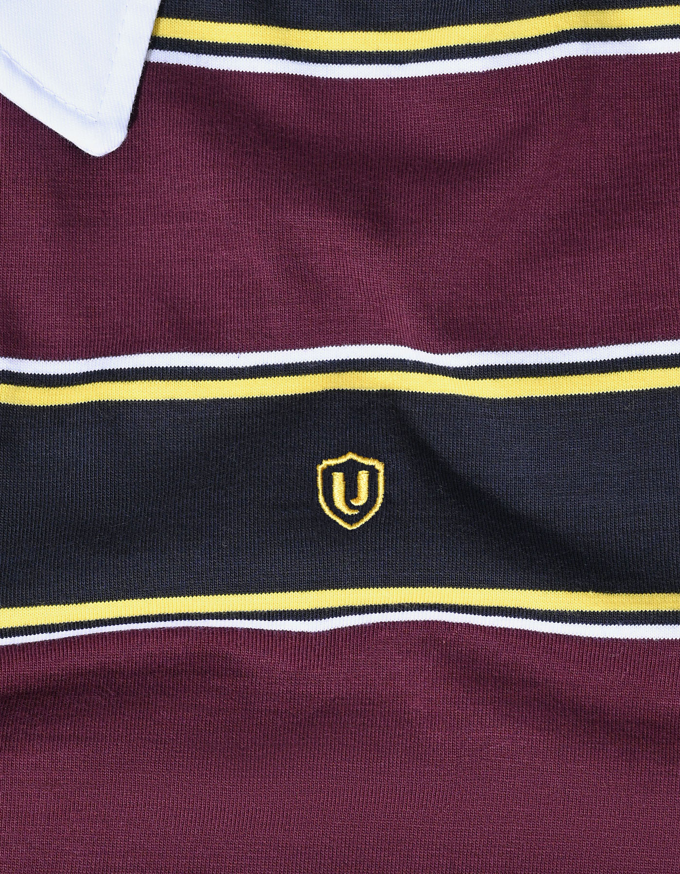 Navy Stripe Cotton Rugby Polo