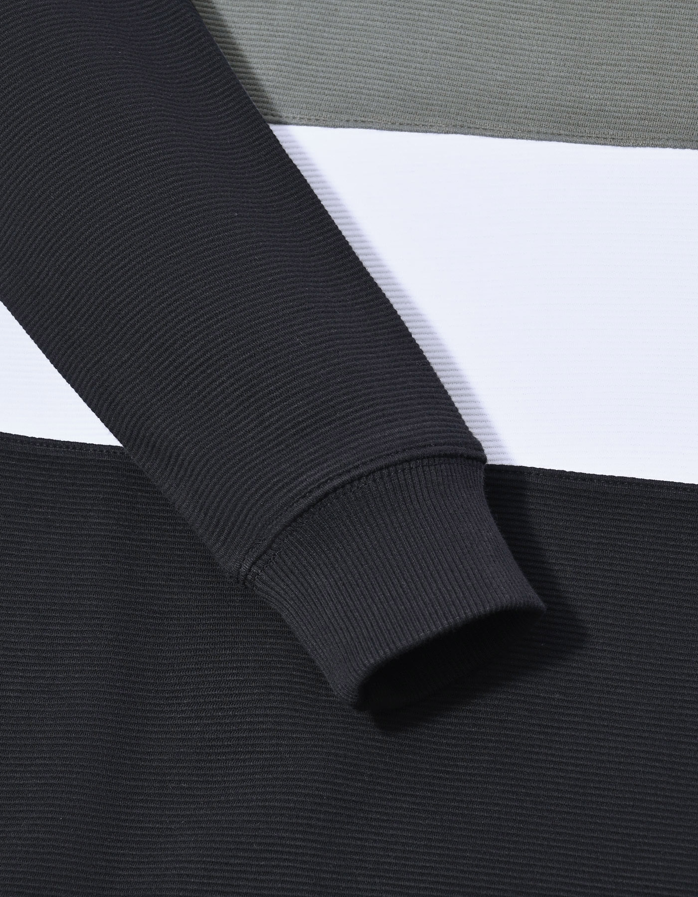 Black Texture Color Block Sweatshirt