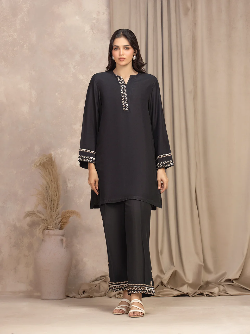 Pret 2Pc Embroidered Viscose Shirt Trouser