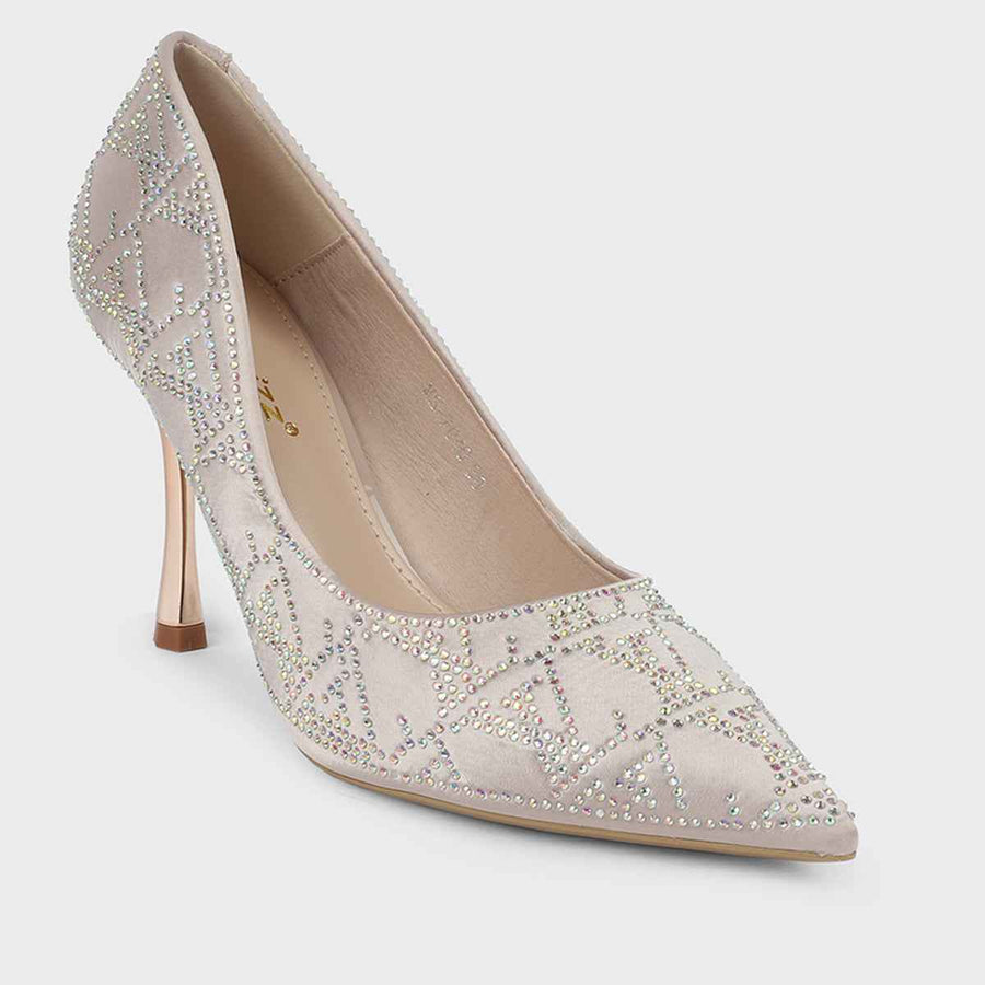 Beige Fancy Court Shoes