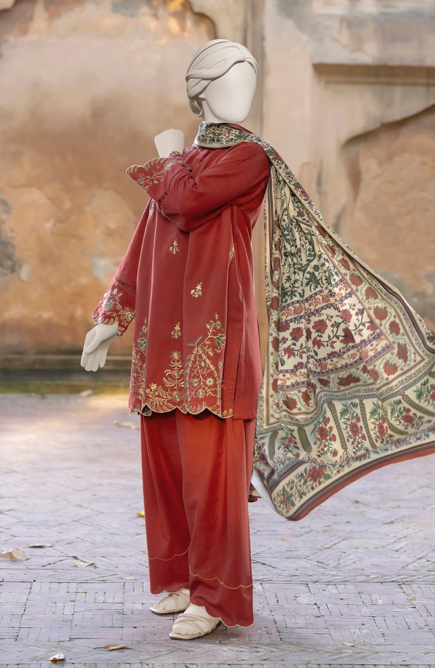 EMBROIDERED KHADDAR 3PCS UNSTITCHED