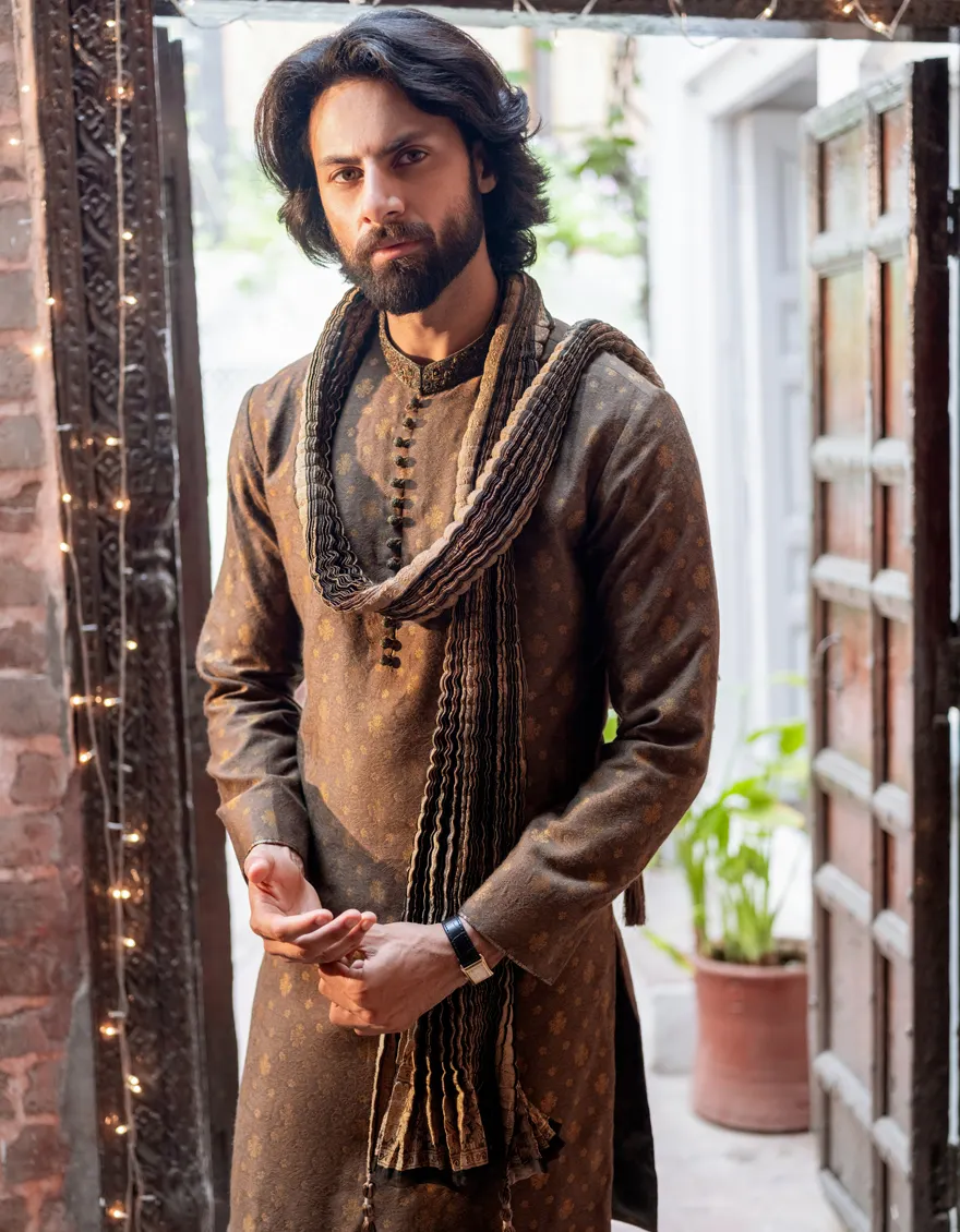 MEHNDI GREEN BLENDED SPECIAL KURTA