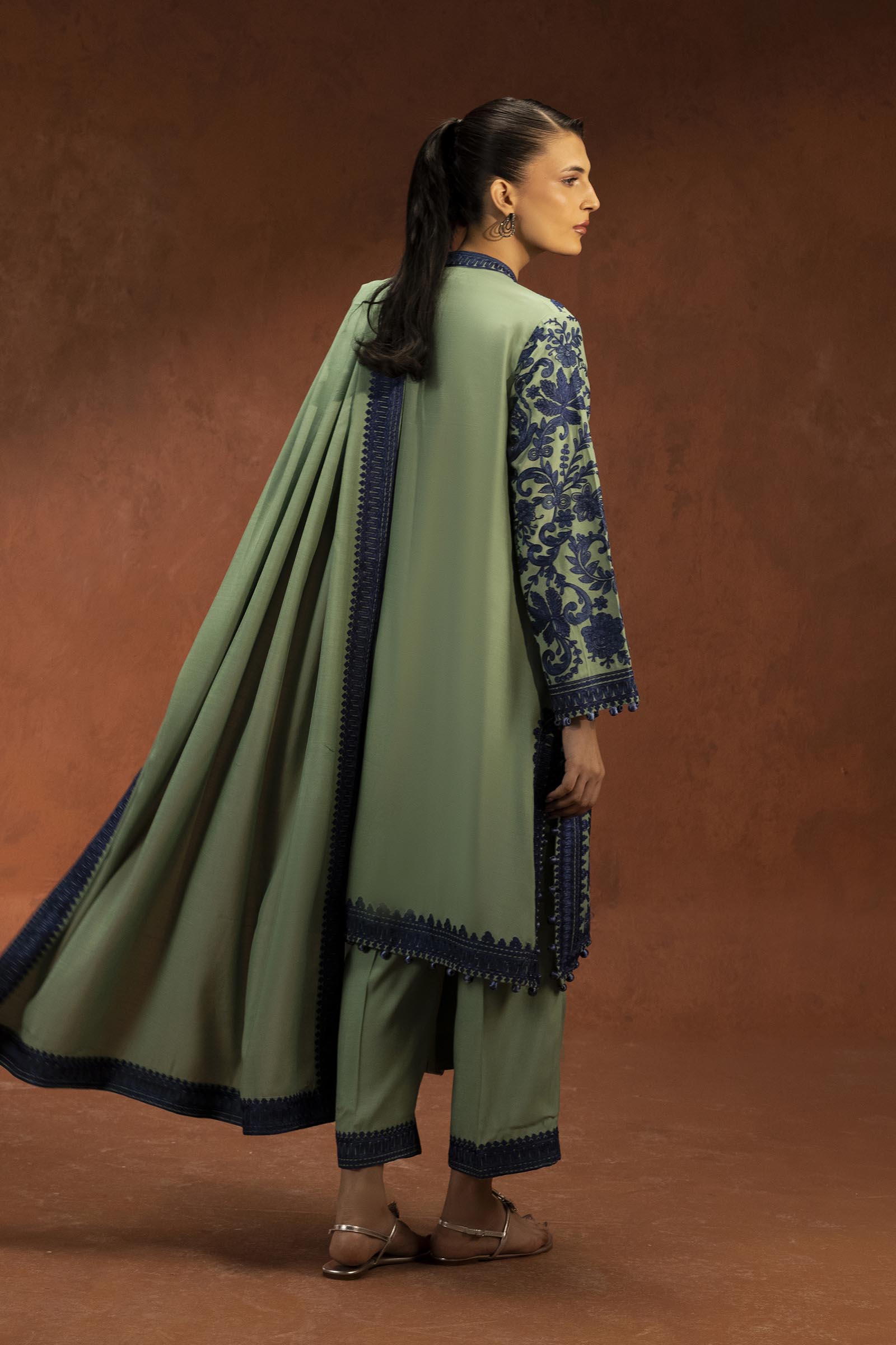 Stitched Embroidered Raw Silk Suit