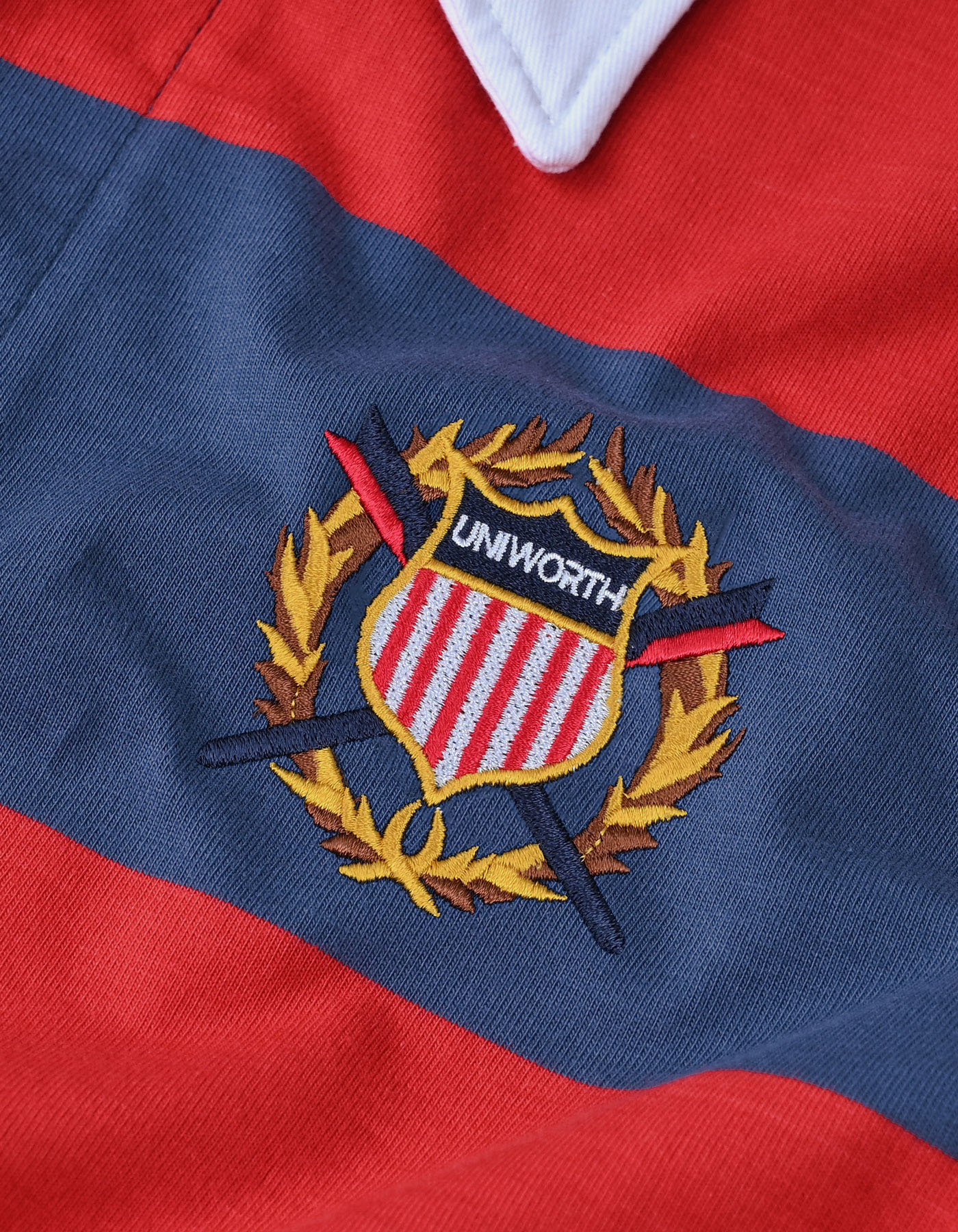 M Blue Stripe Cotton Rugby Polo