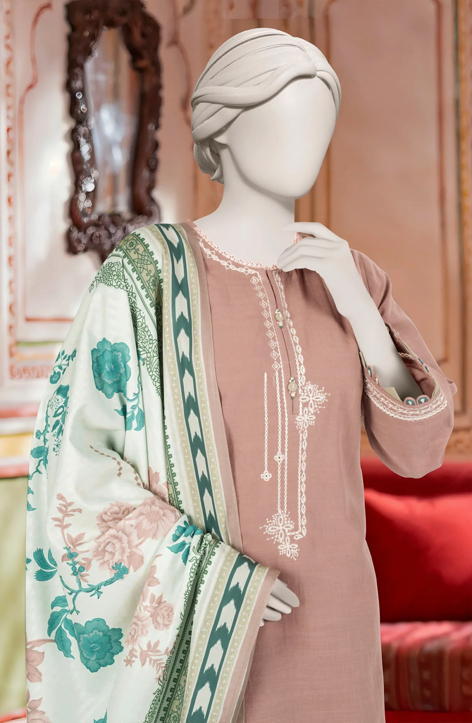 EMBROIDERED KHADDAR 3PCS UNSTITCHED