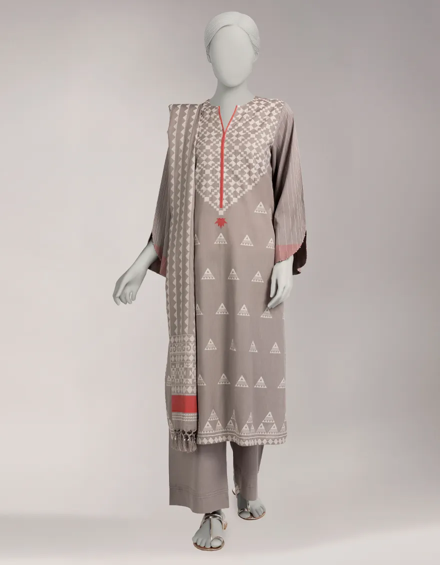GREY JACQUARD DYED UNSTITCHED 3PC