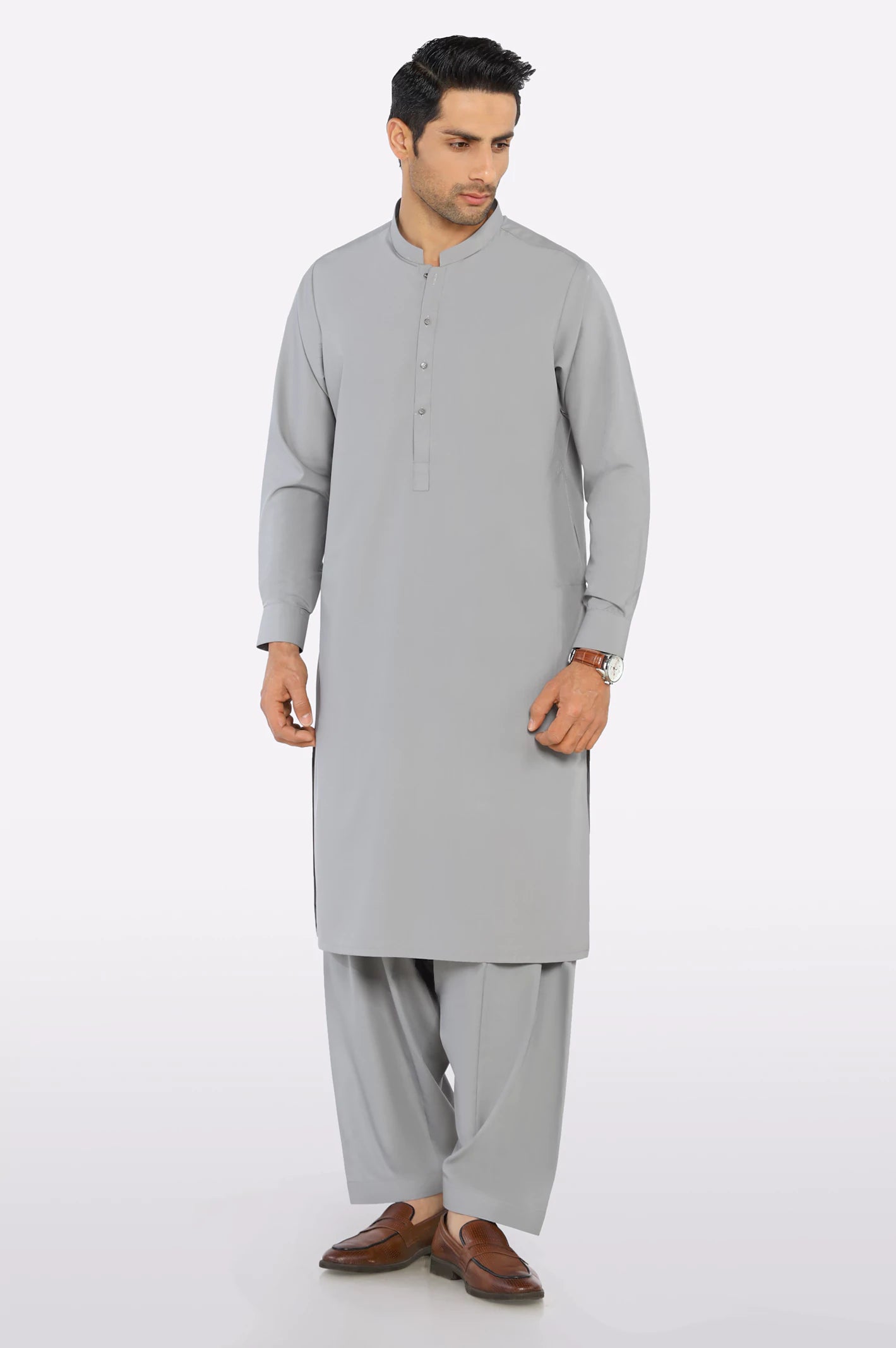 Light Grey Wash & Wear Shalwar Kameez