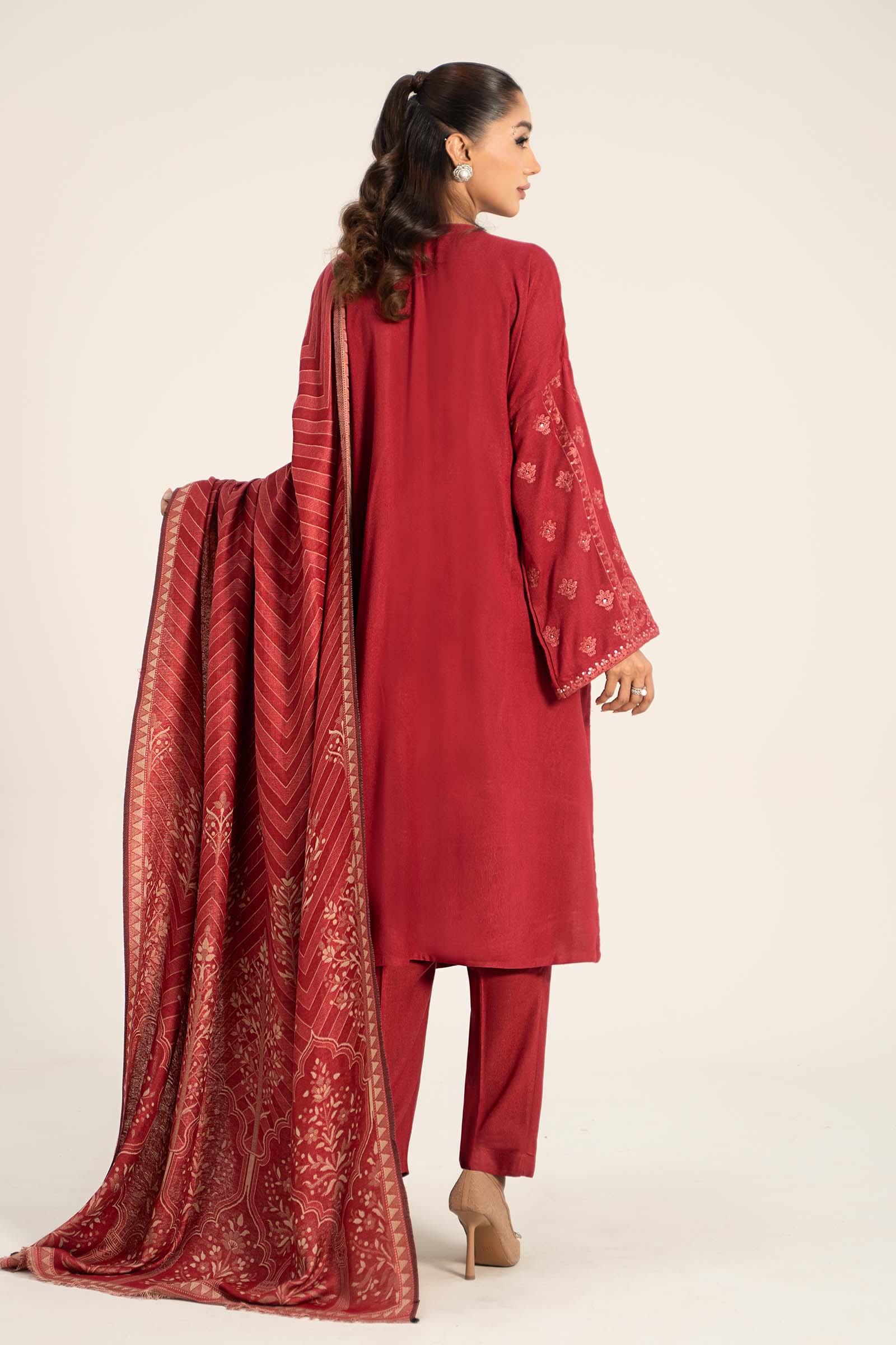 3 Piece Embroidered Pashmina Wool Suit