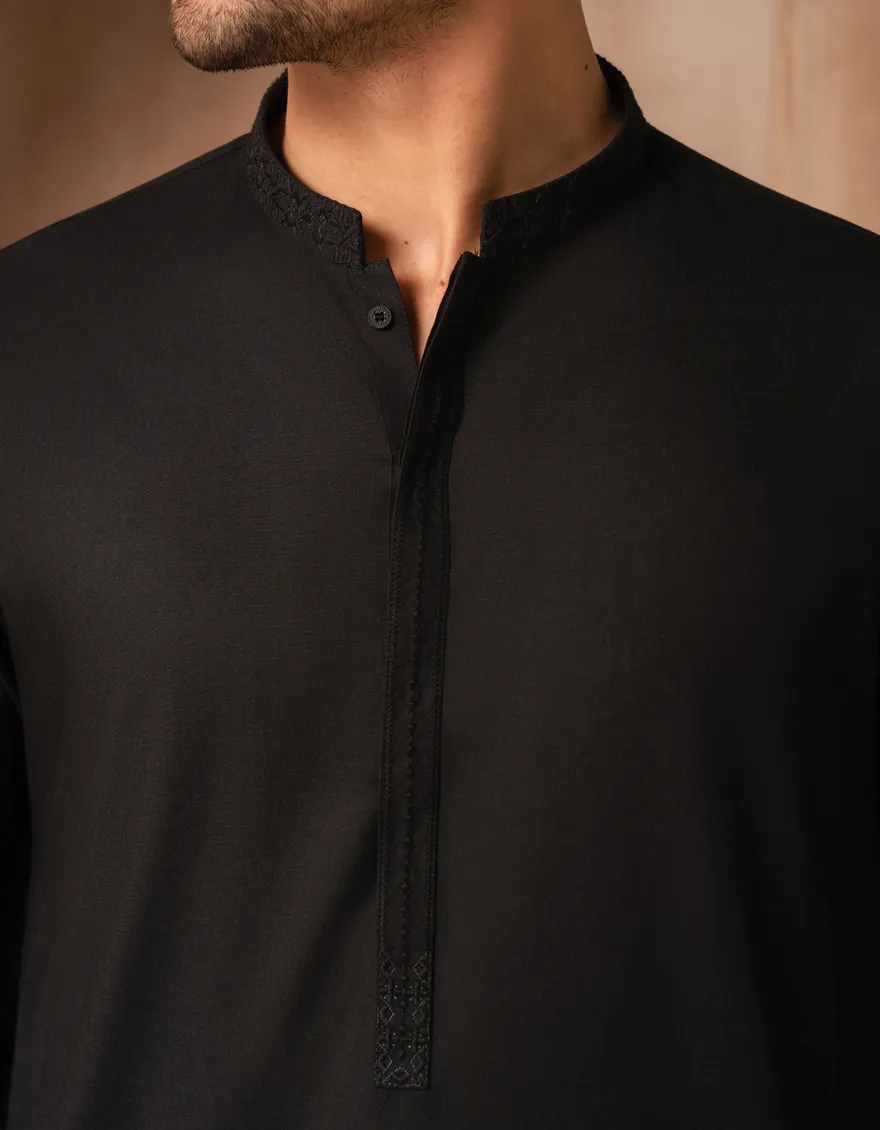 BLACK BLENDED SEMI-FORMAL KURTA