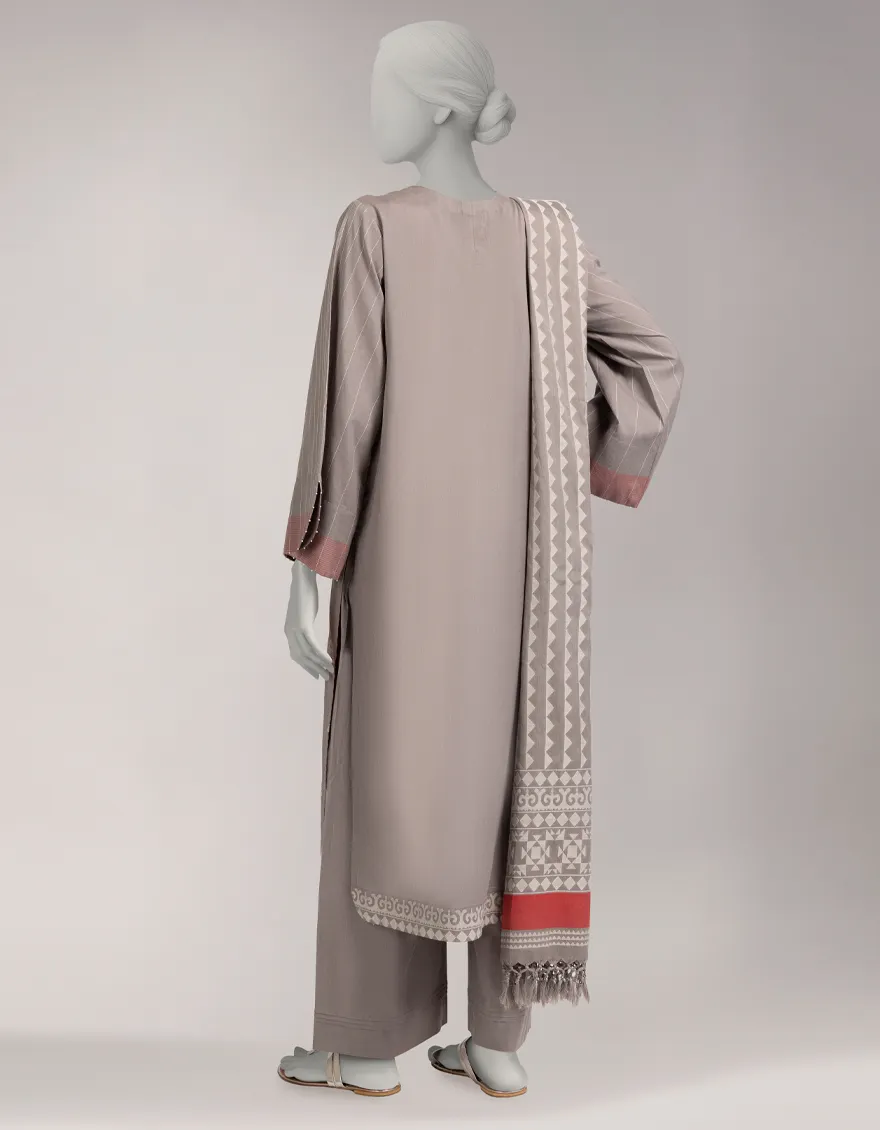 GREY JACQUARD DYED UNSTITCHED 3PC
