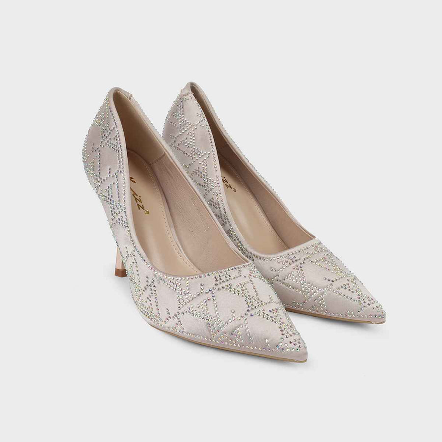 Beige Fancy Court Shoes