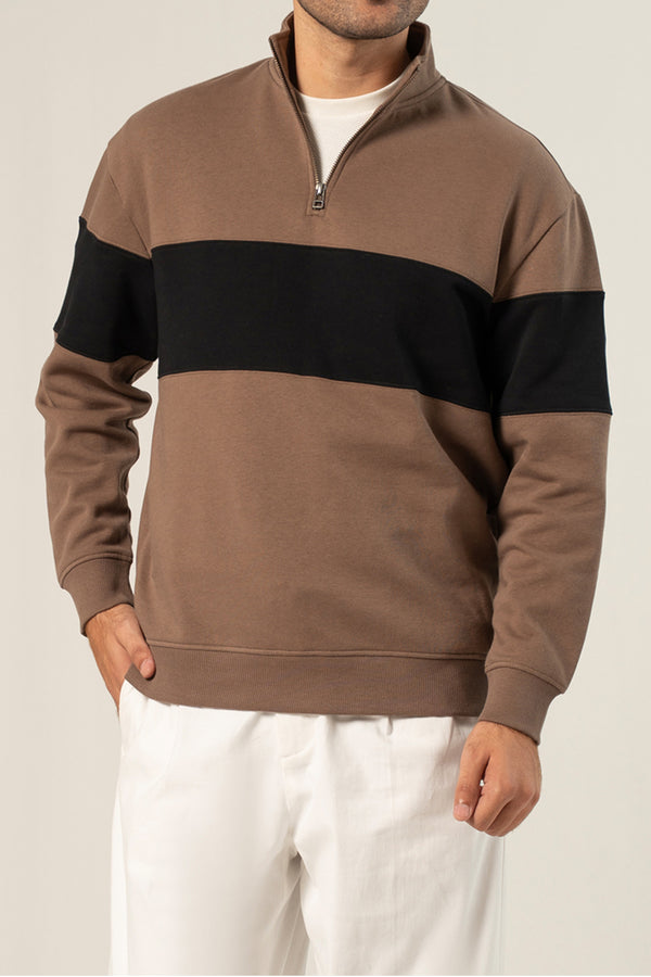 MOCK ZIPPER CROSS SWEATSHIRT