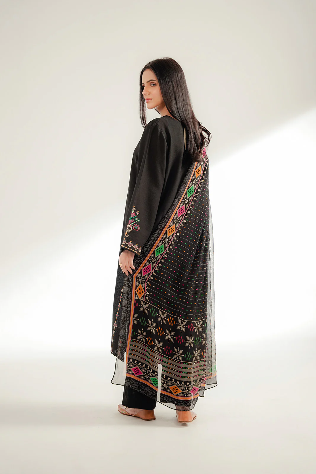 3 Piece Cotton Karandi Embroidered Suit