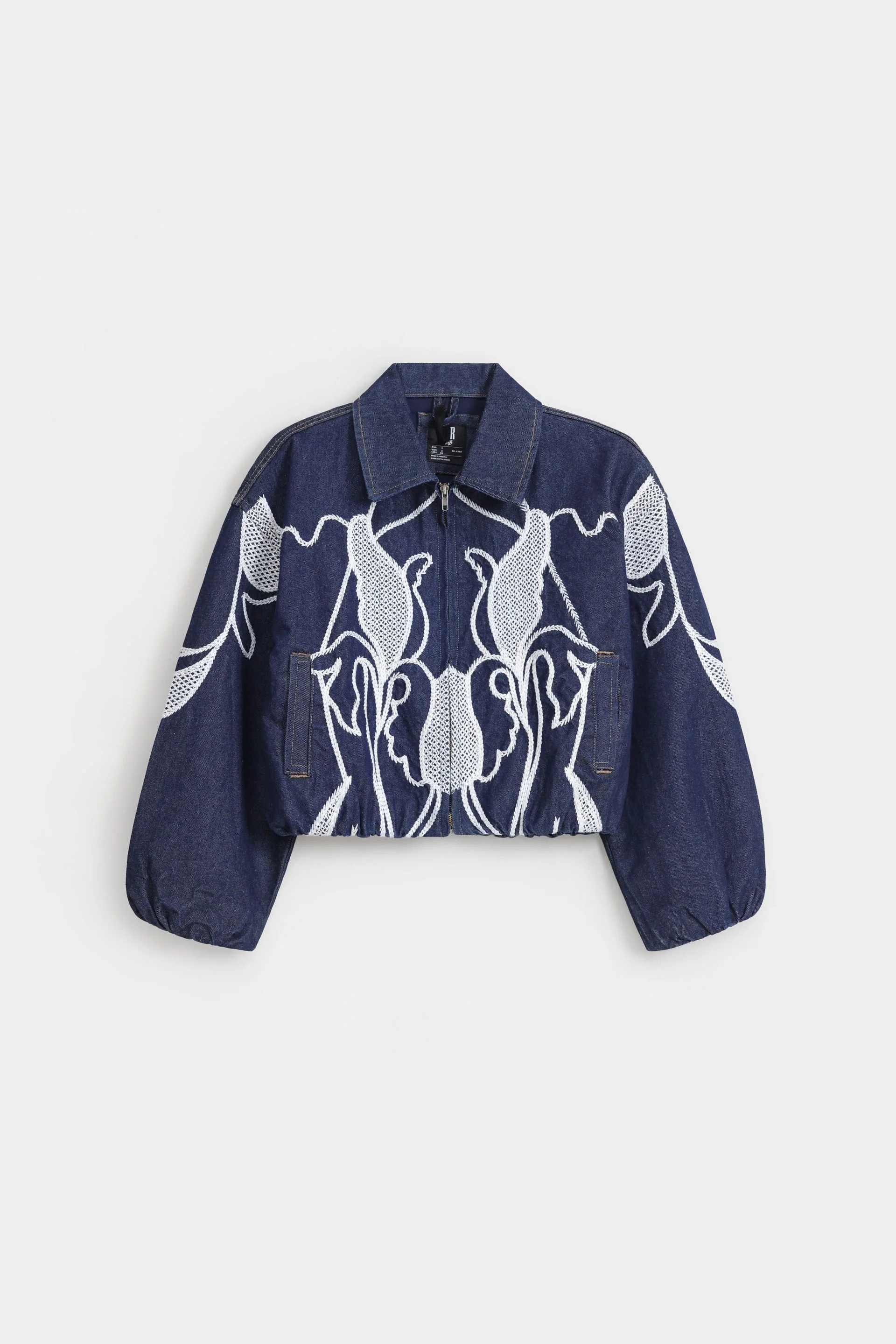 Super Cropped Embroidered Denim Jacket