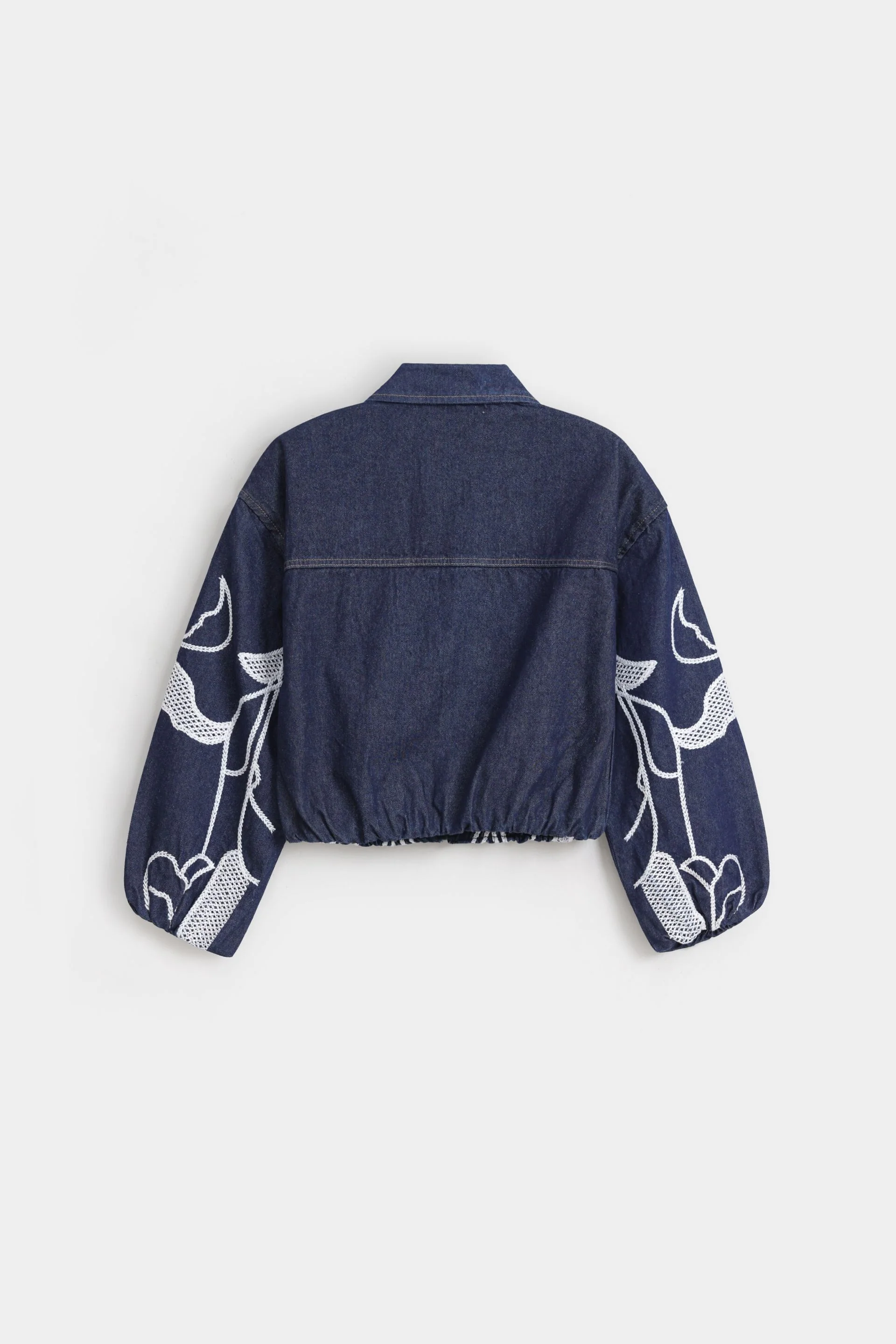 Super Cropped Embroidered Denim Jacket