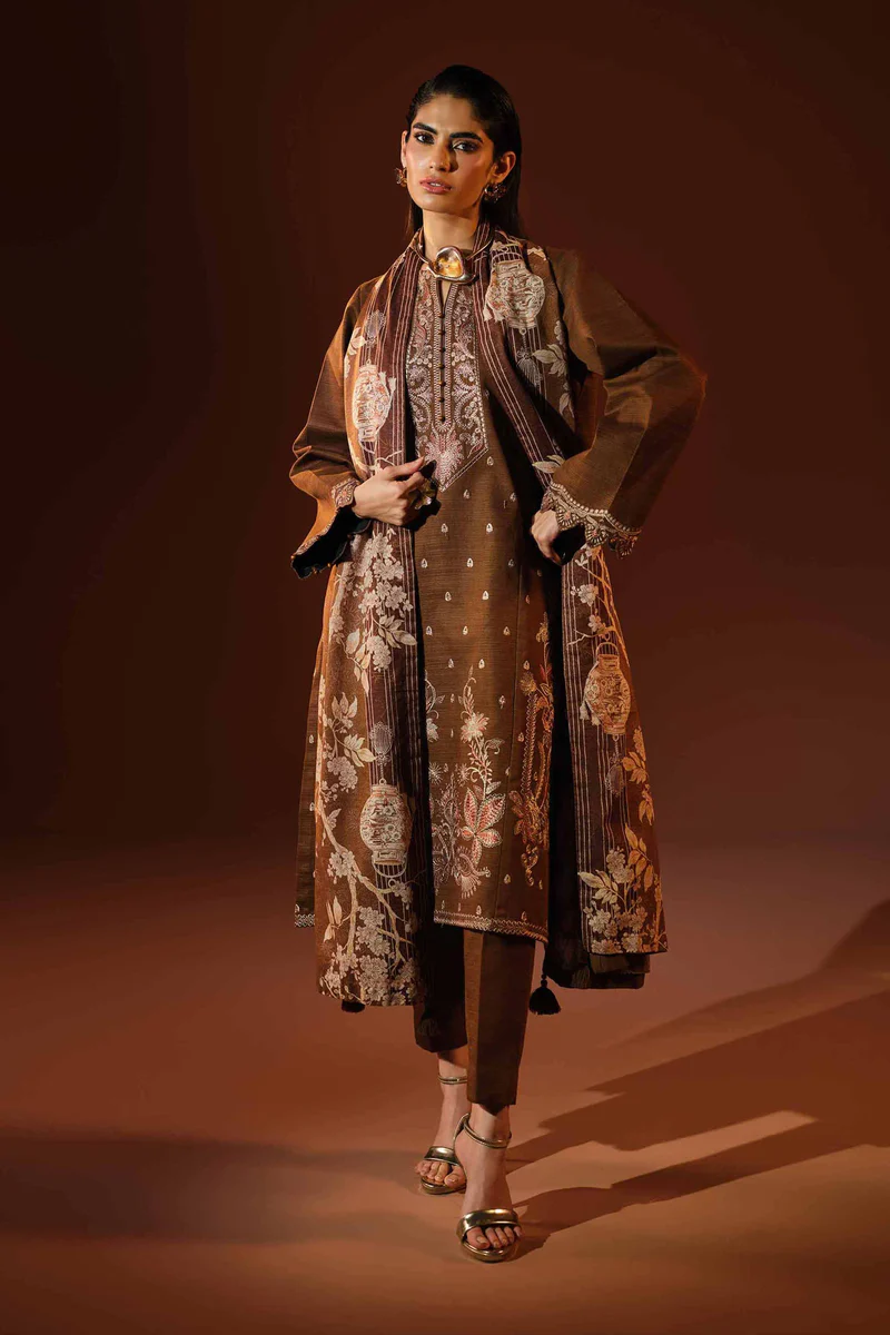 3 Piece - Printed Embroidered Suit