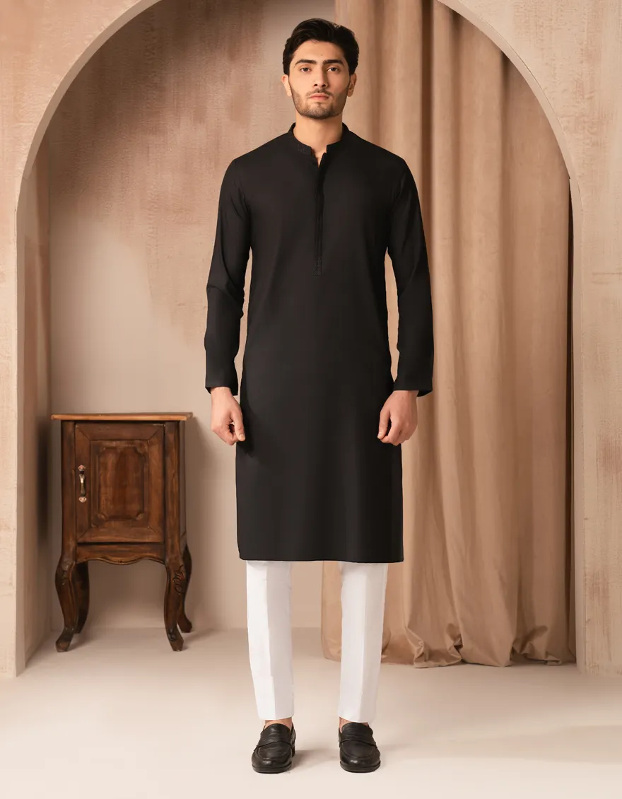 BLACK BLENDED SEMI-FORMAL KURTA
