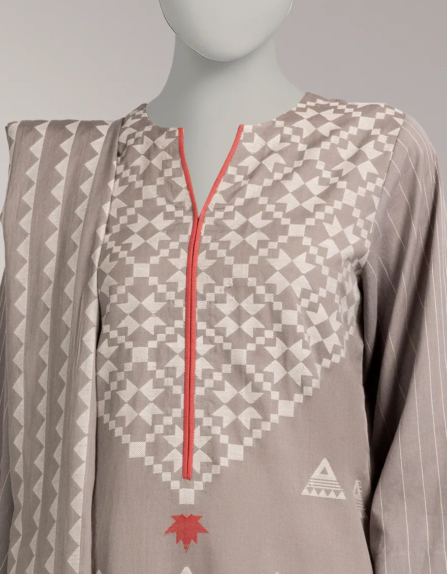 GREY JACQUARD DYED UNSTITCHED 3PC