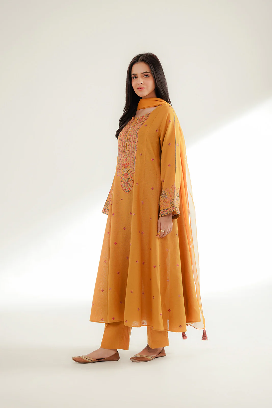 3 Piece Cotton Karandi Embroidered Suit