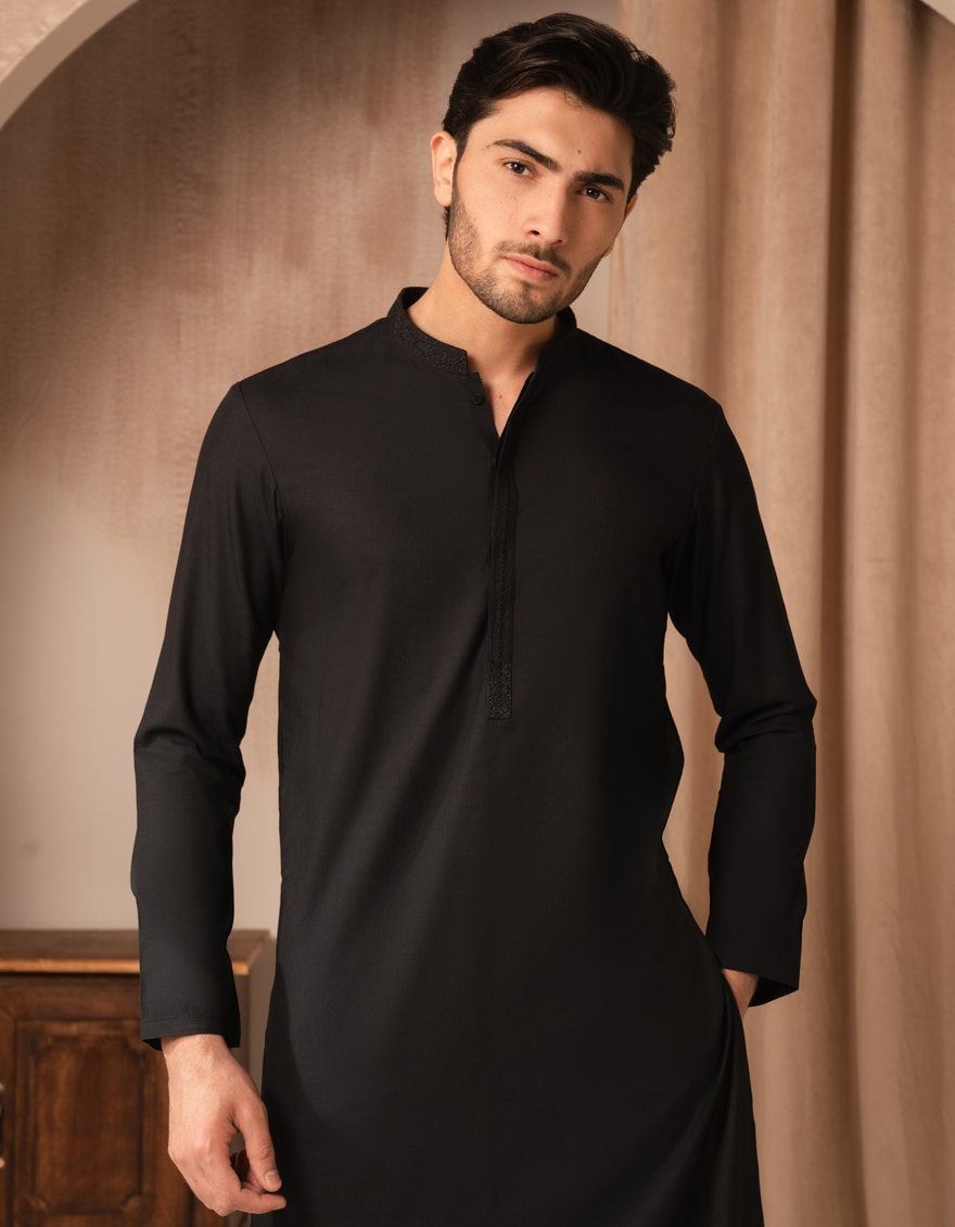 BLACK BLENDED SEMI-FORMAL KURTA