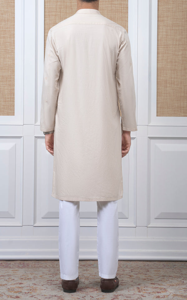 SPRAY EMBROIDERED KURTA- SIGNATURE COLLECTION IVORY