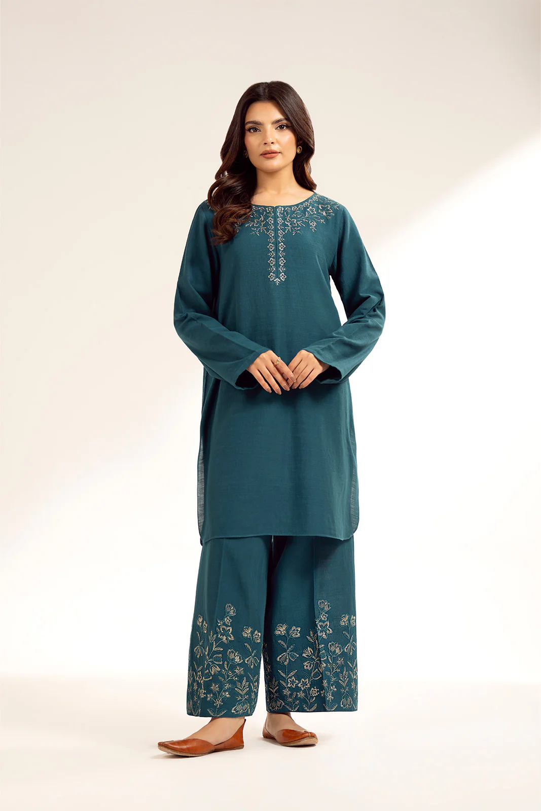 2 Piece Slub Khaddar Embroidered Suit