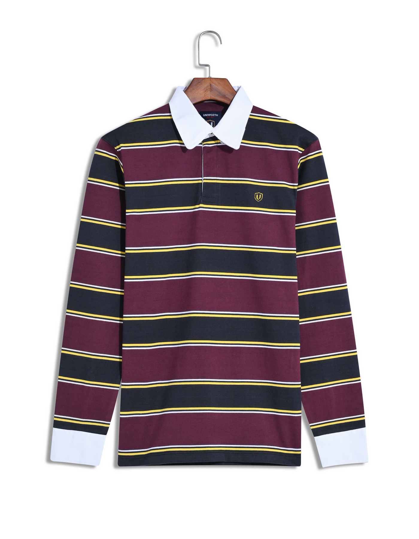 Navy Stripe Cotton Rugby Polo