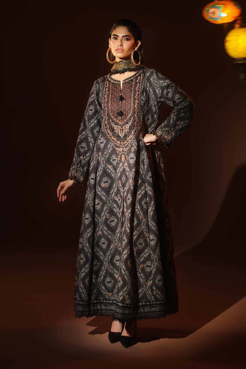 3 Piece - Digital Printed Embroidered Suit