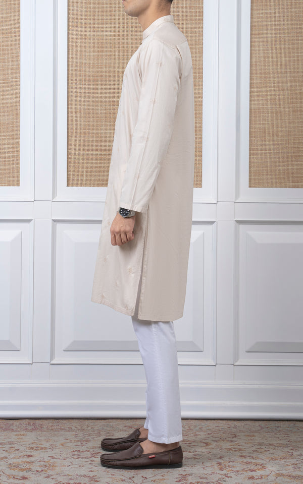 SPRAY EMBROIDERED KURTA- SIGNATURE COLLECTION IVORY