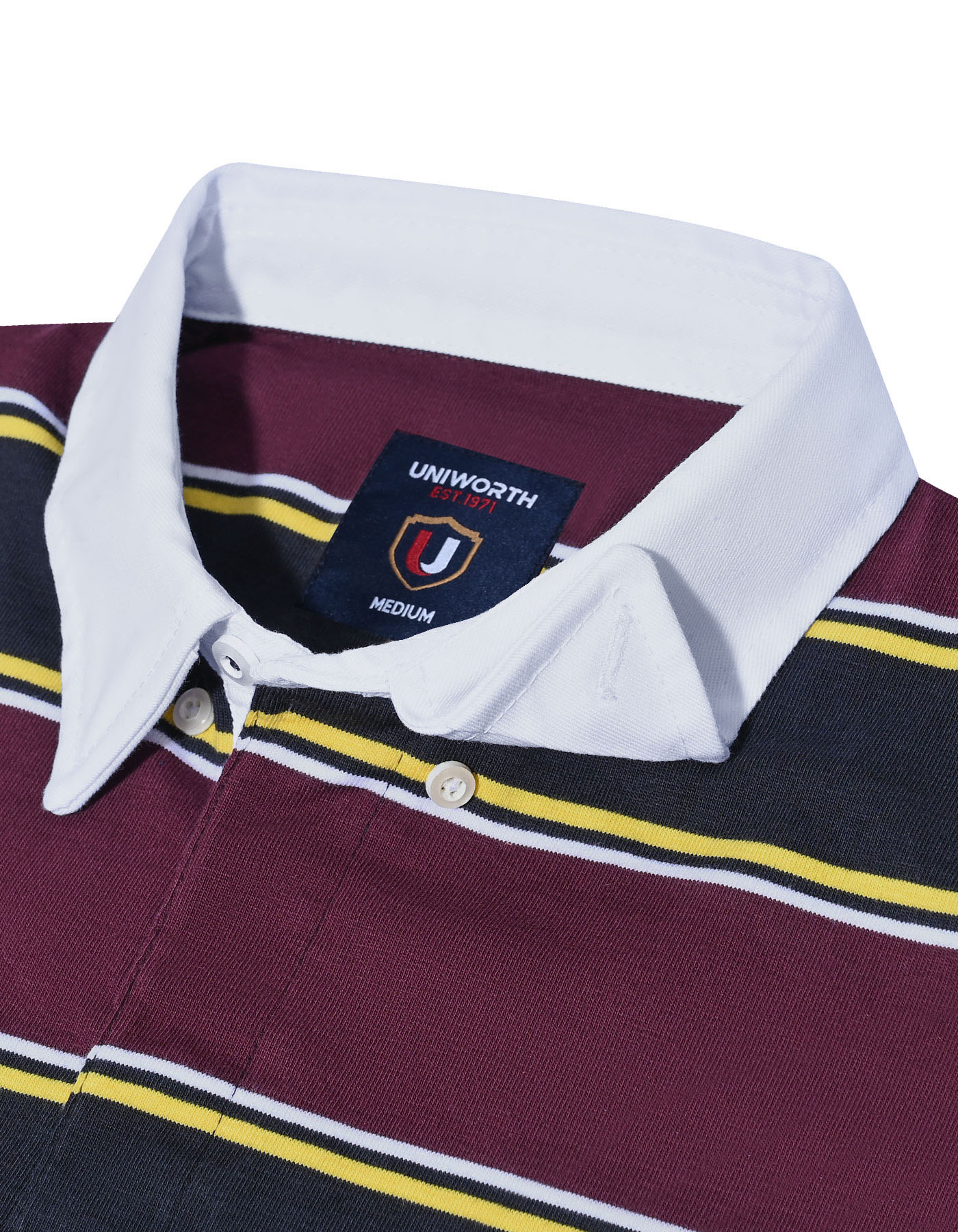 Navy Stripe Cotton Rugby Polo