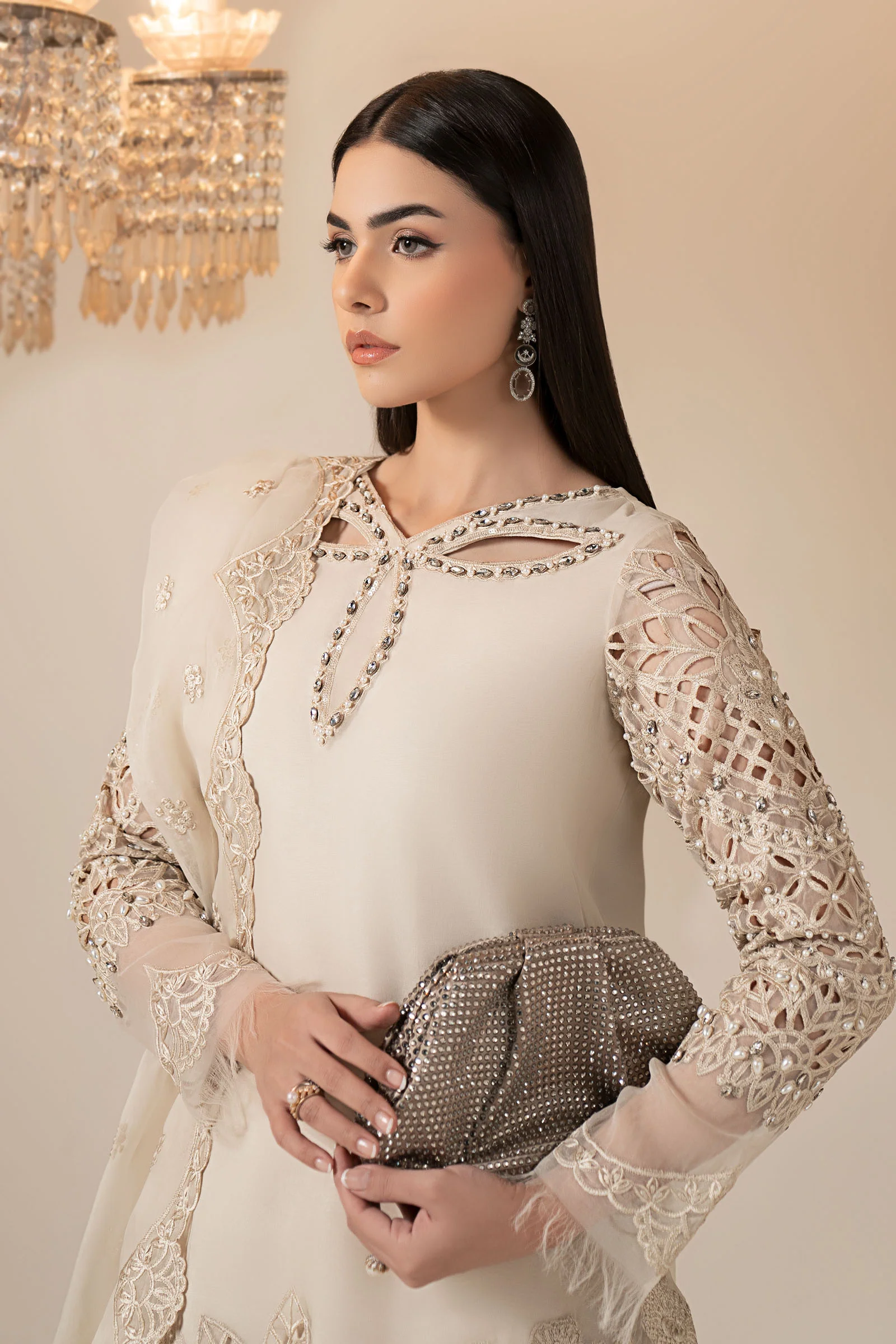 3 Piece Embroidered Organza Suit