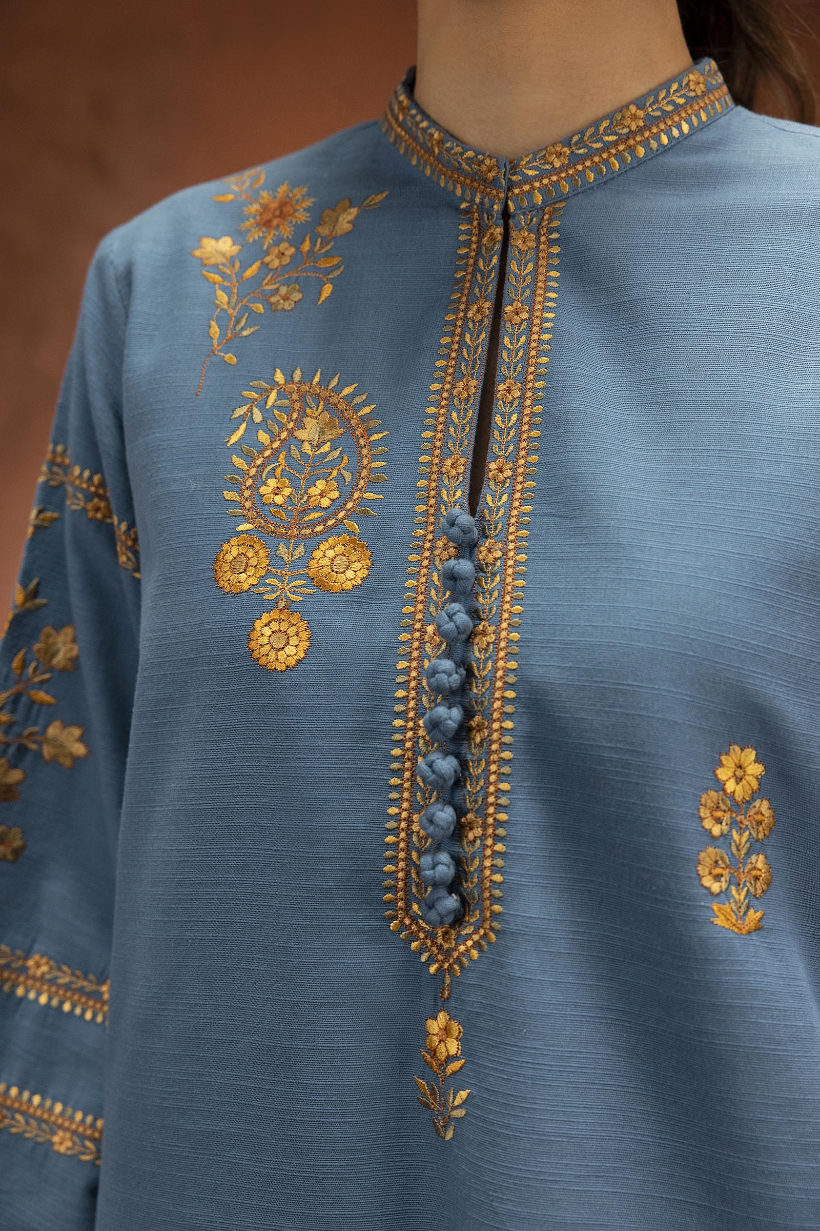 Stitched Embroidered Khaddar Slub