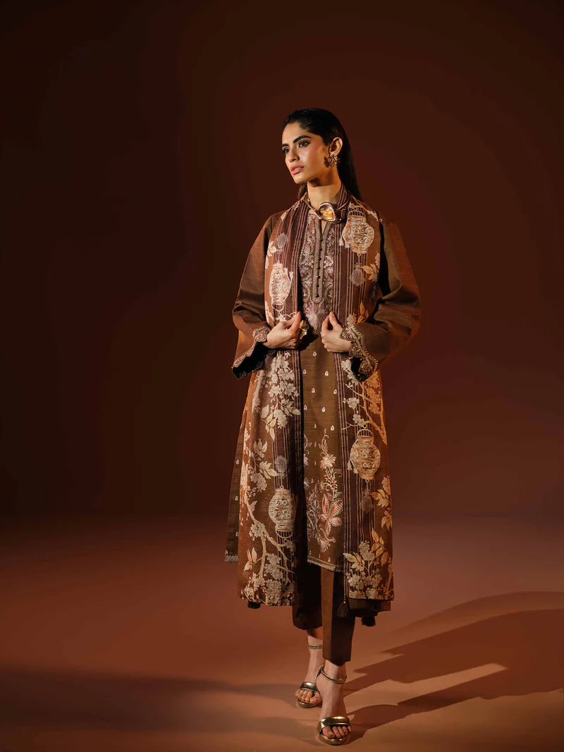 3 Piece - Printed Embroidered Suit
