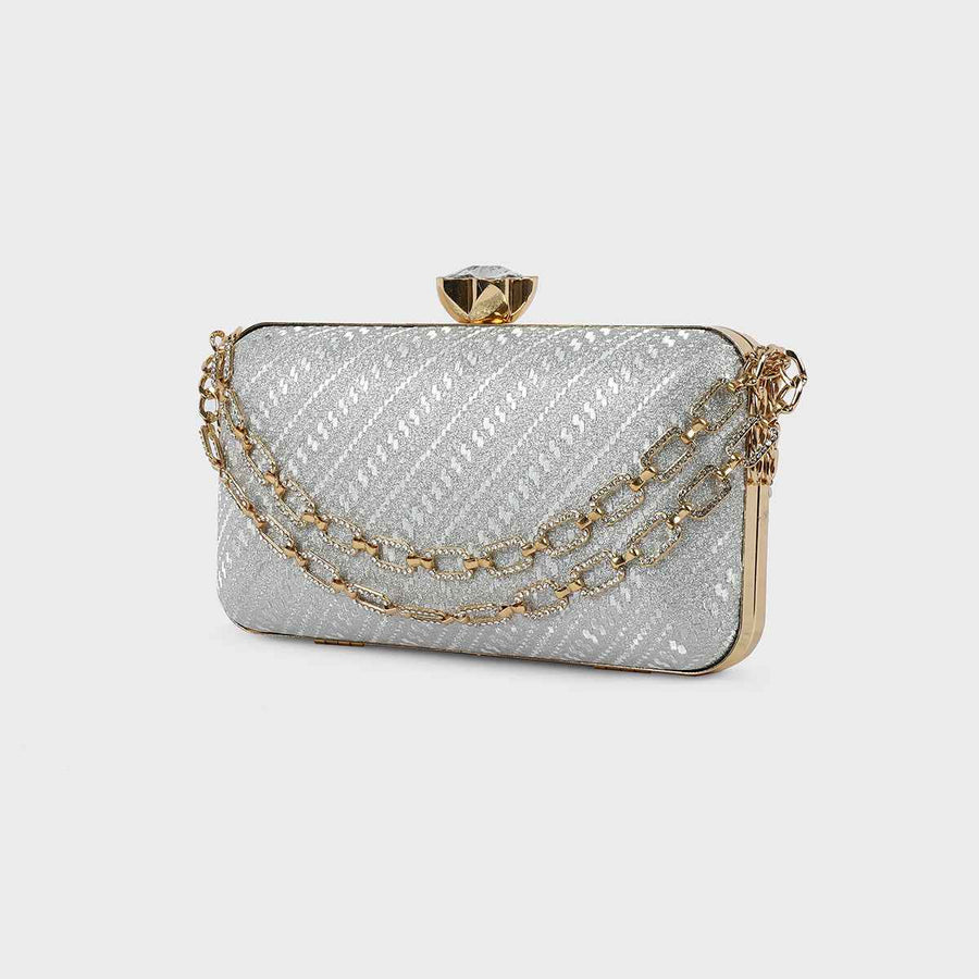 Silver Fancy Clutch