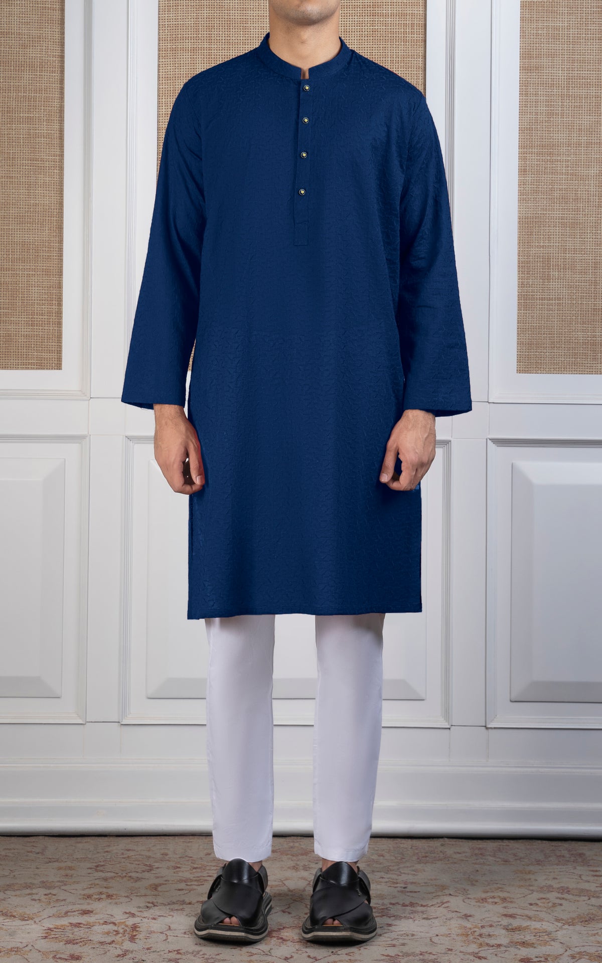 SCHIFFLI EMBROIDERED KURTA - SIGNATURE COLLECTION REDDISH BLUE