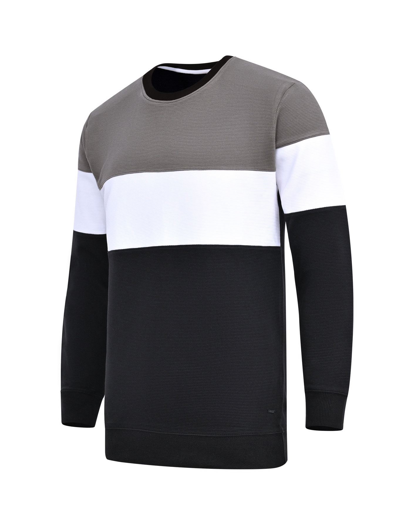 Black Texture Color Block Sweatshirt