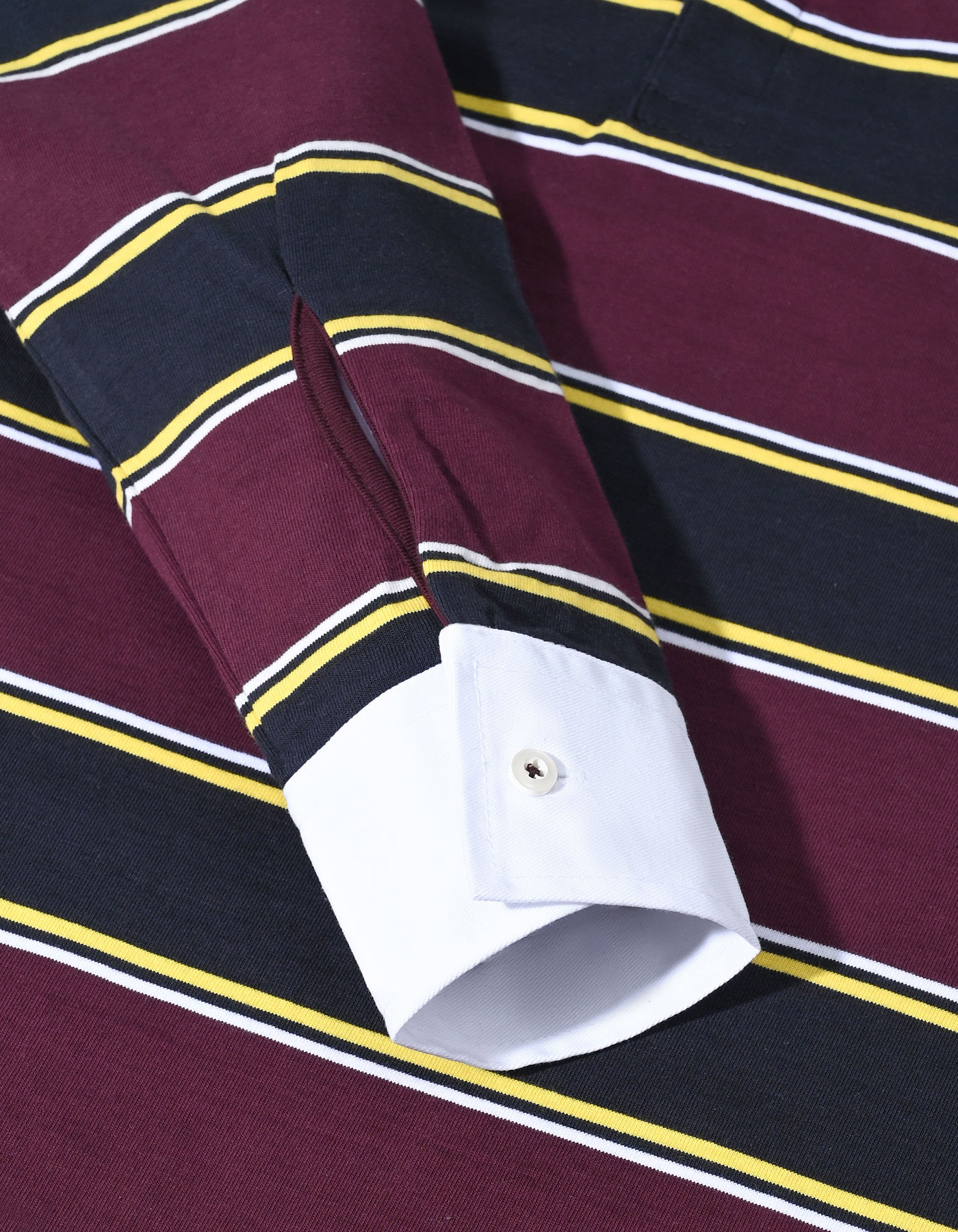 Navy Stripe Cotton Rugby Polo