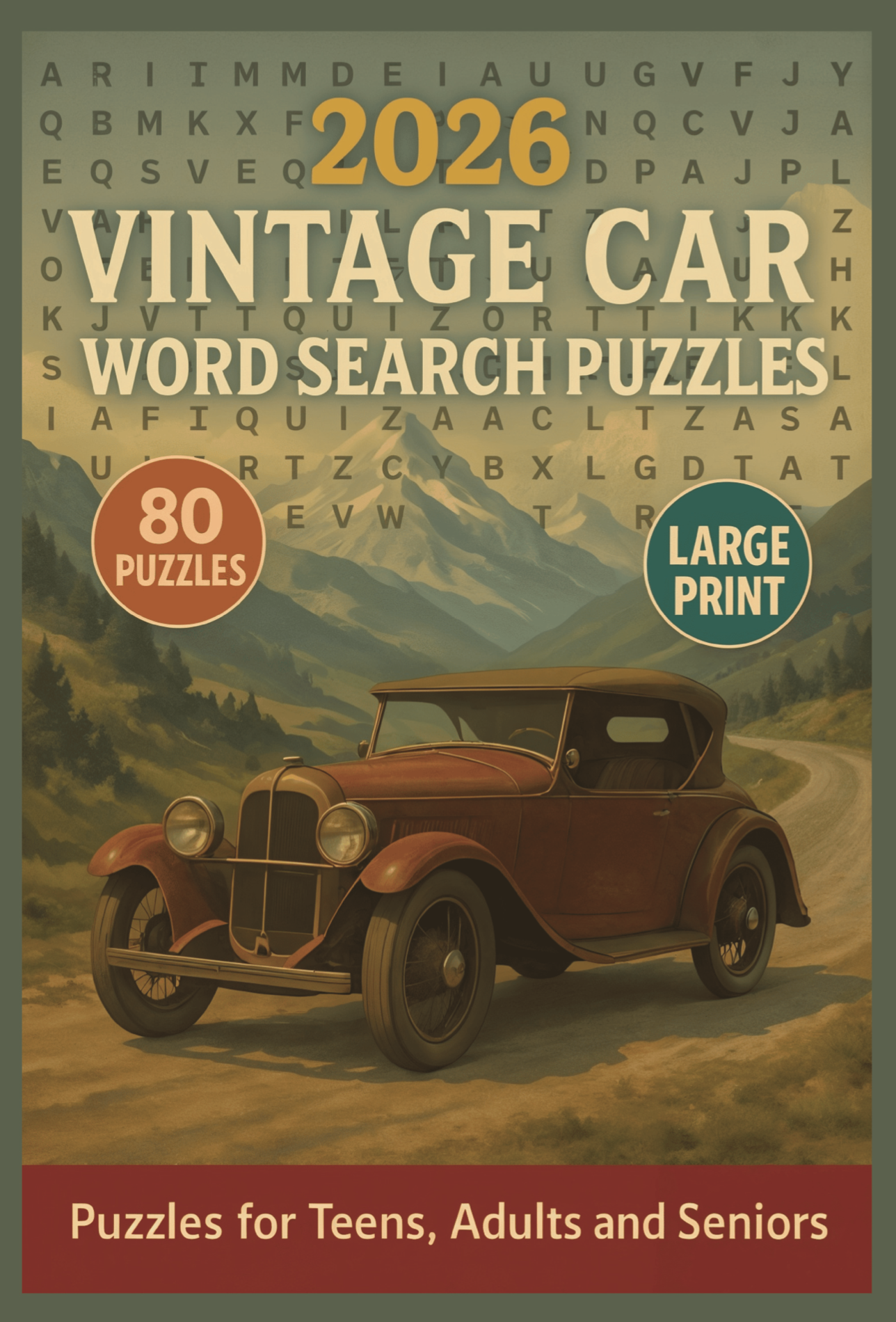 2026 Vintage Car Word Search Puzzle Book - Downloadable PDF