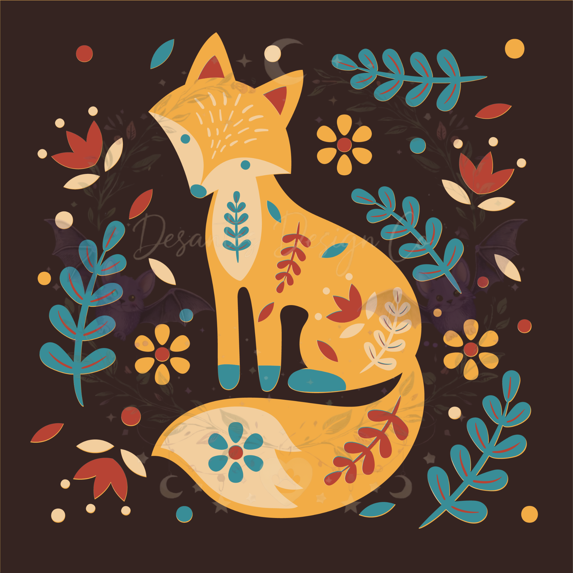 Folk Art Fox Shadow Box