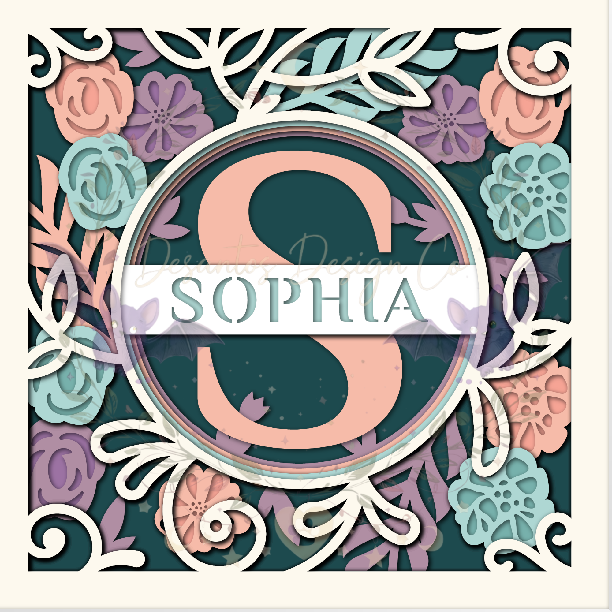 Personalized Floral Name Shadow Box