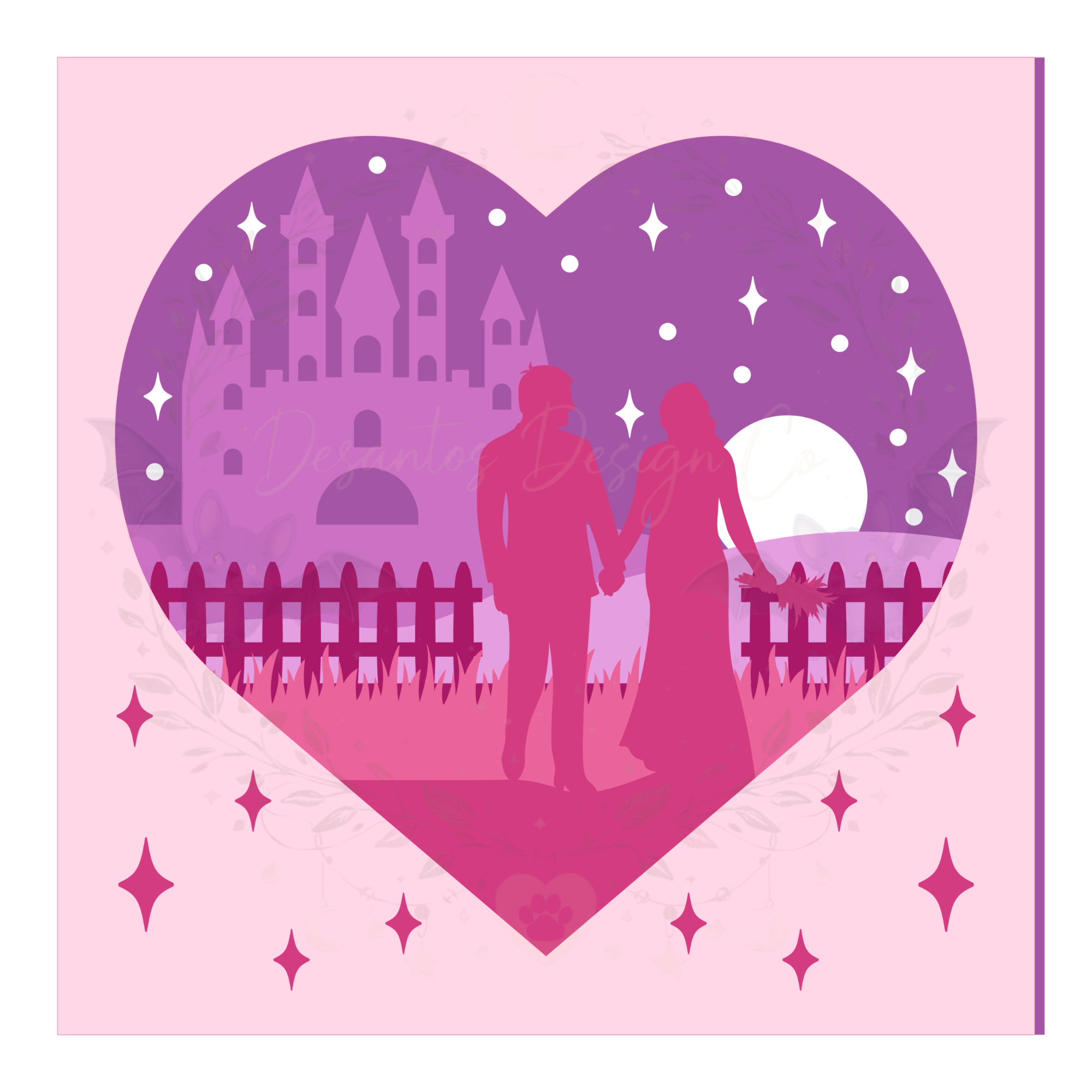 Romantic Castle Couple Shadow Box