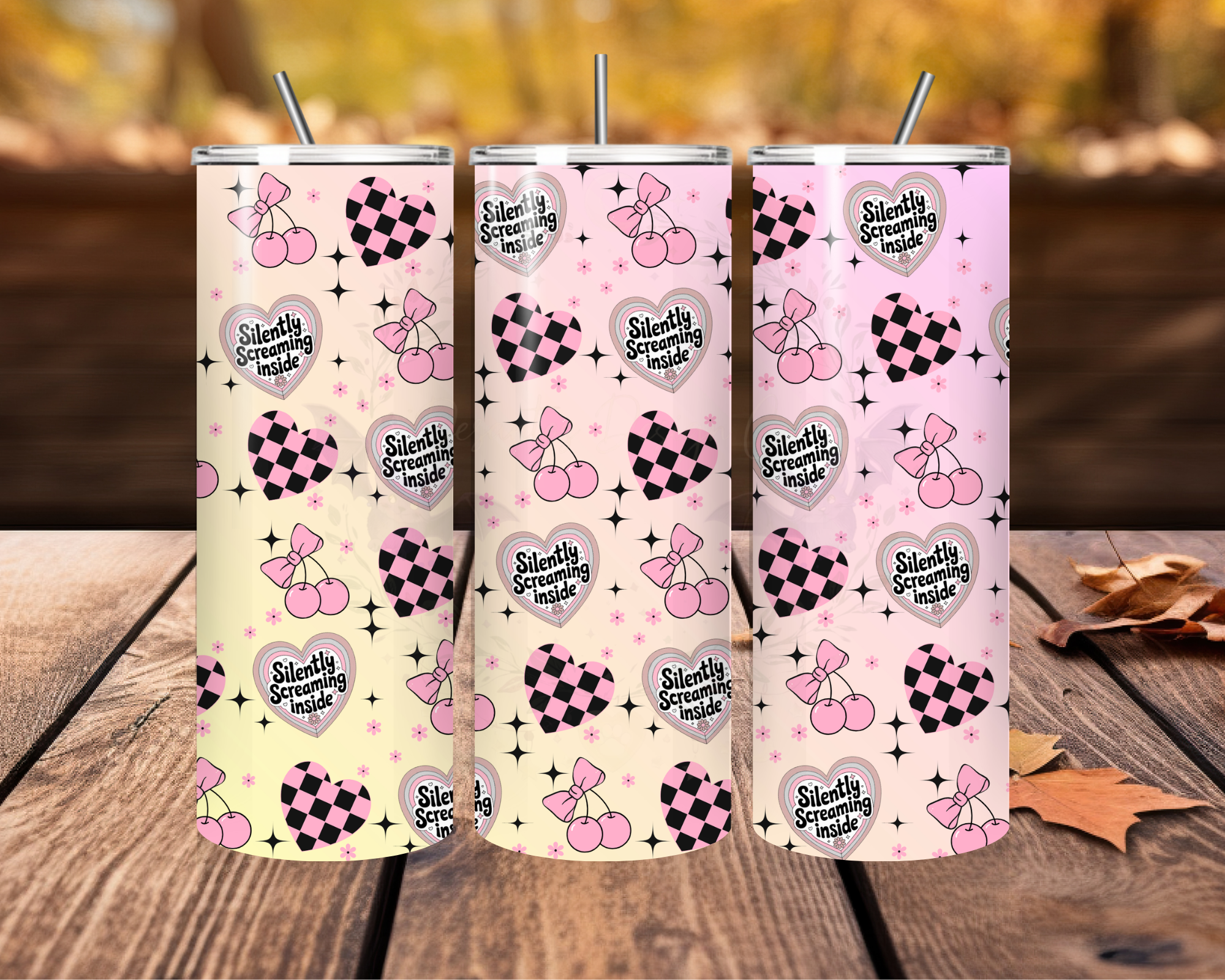 Cherry Pattern Stainless Steel Tumbler