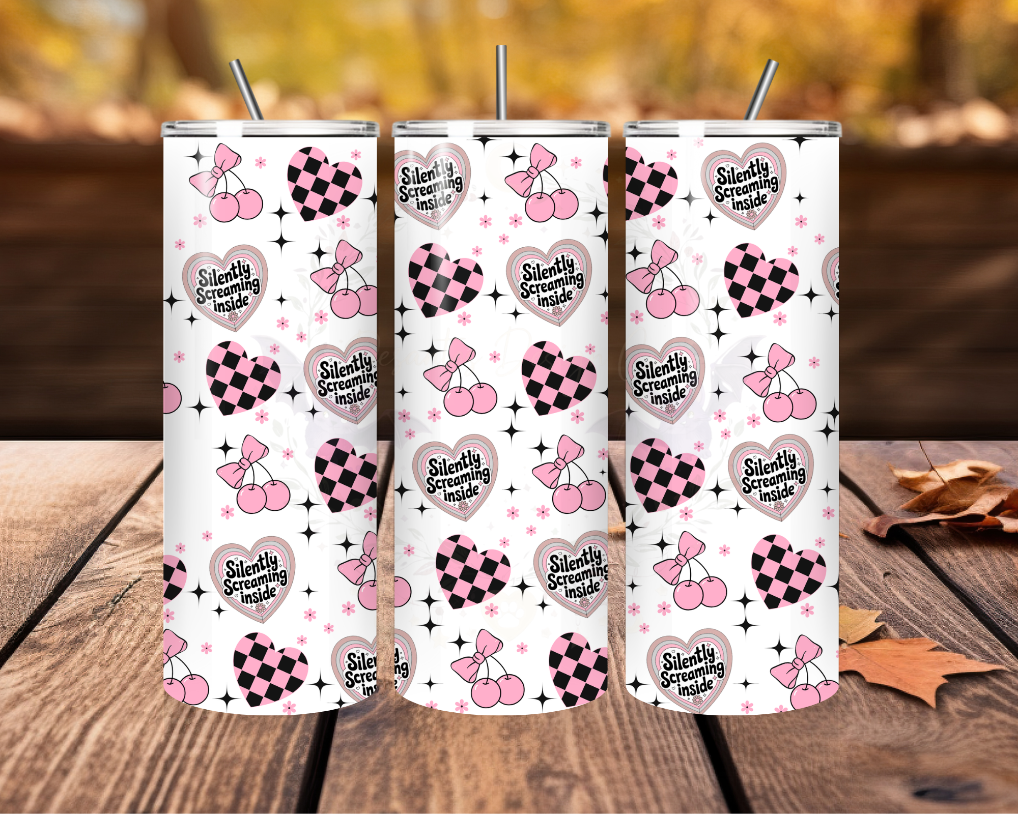 Pink Retro Pattern Tumbler