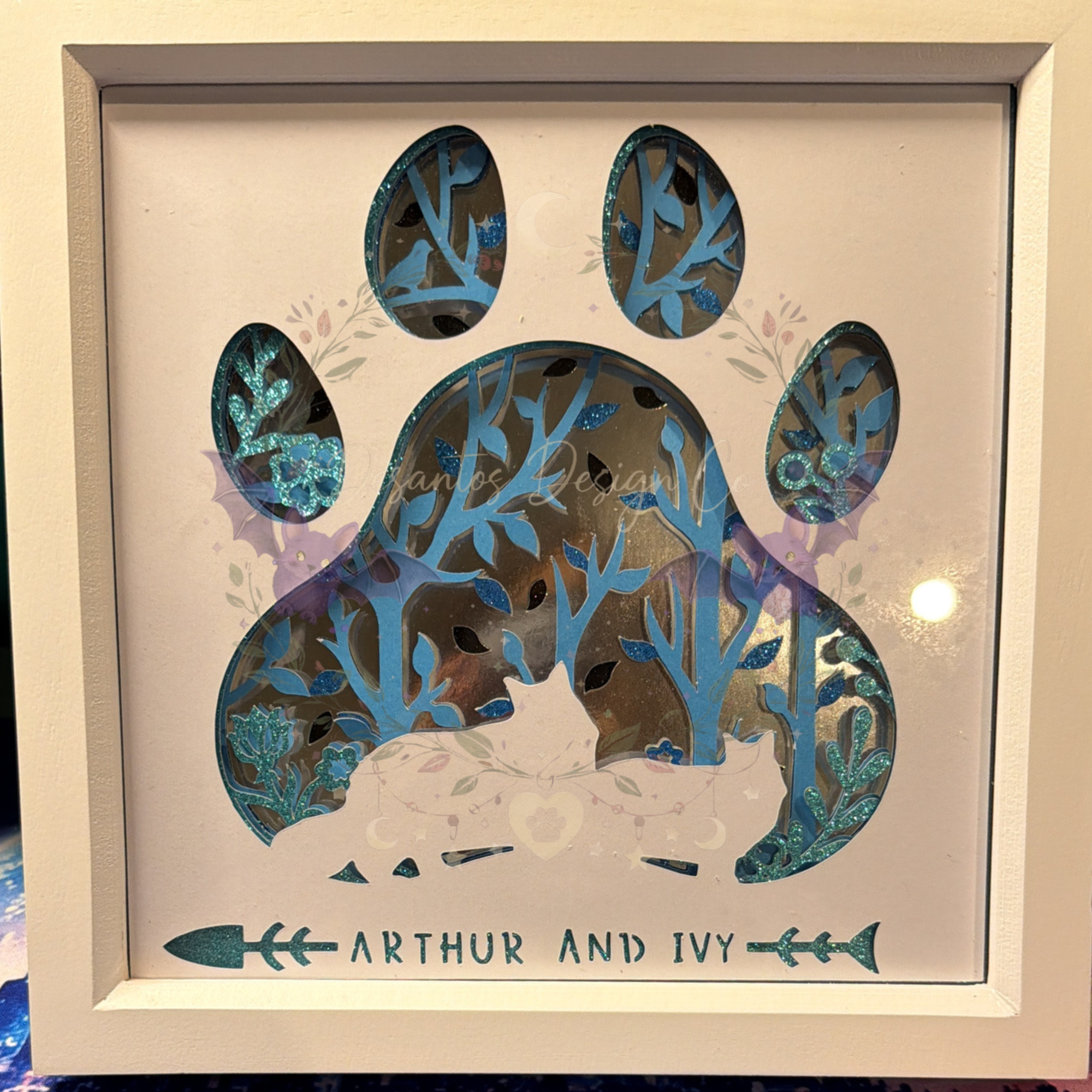 Mystic Forest Cat Paw Shadow Box