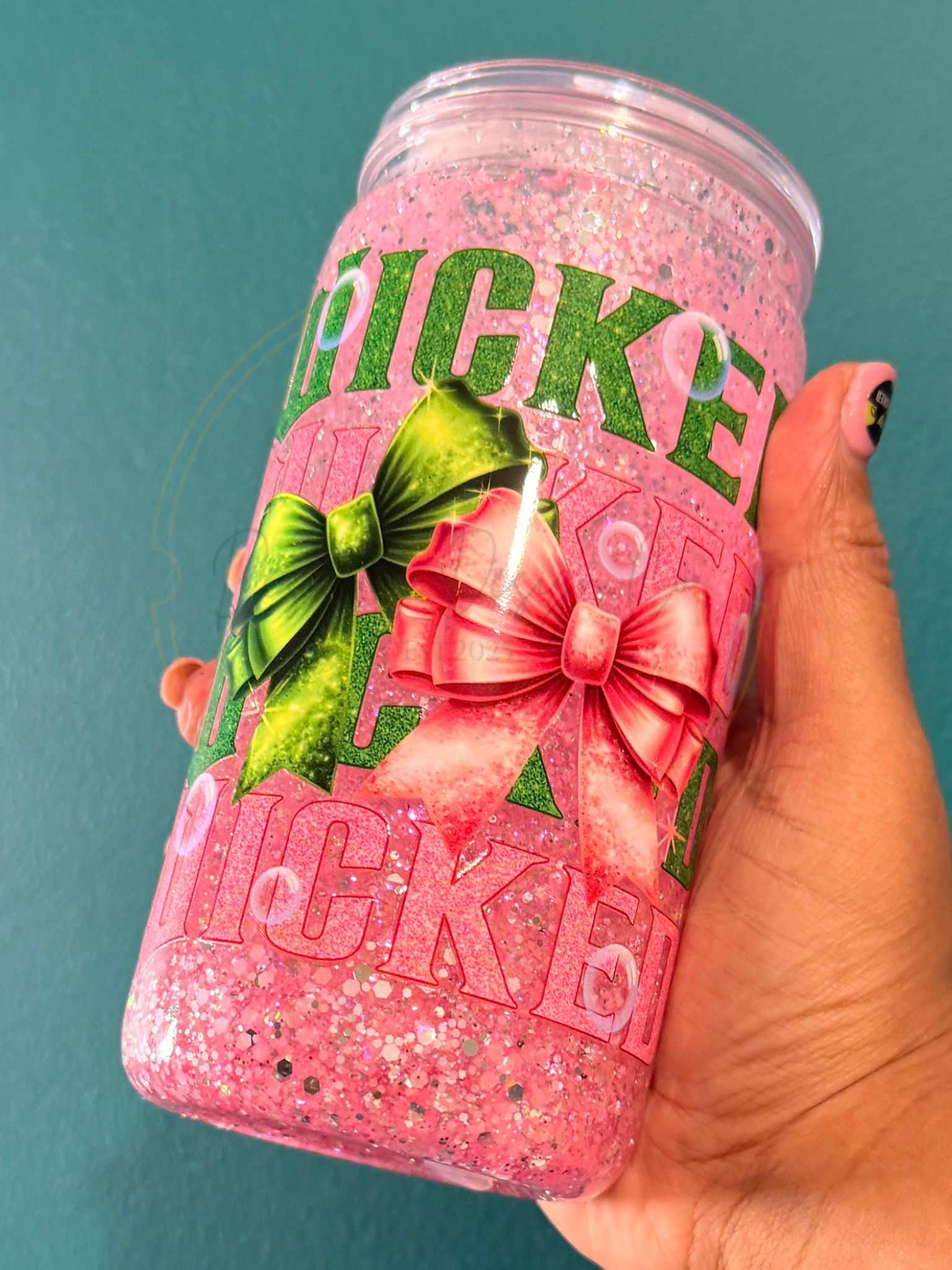 Pink Glitter Tumbler with Bows