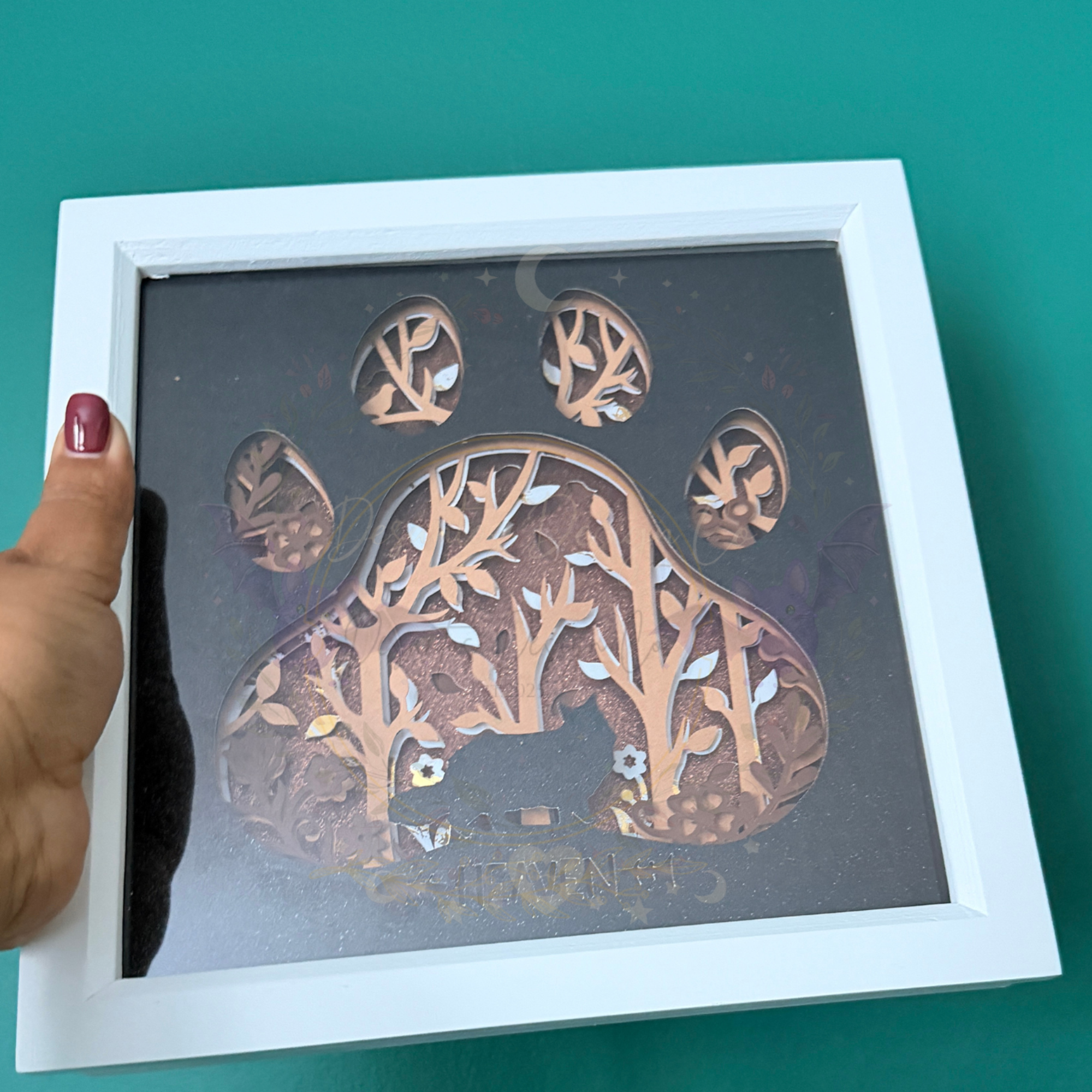 Mystic Forest Cat Paw Shadow Box
