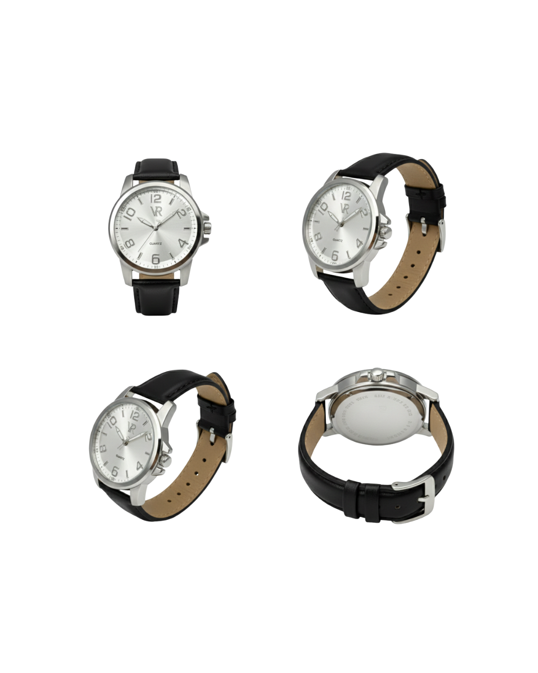Relógio Vitor Regis Classic Quartz – Silver Dial & Black Leather