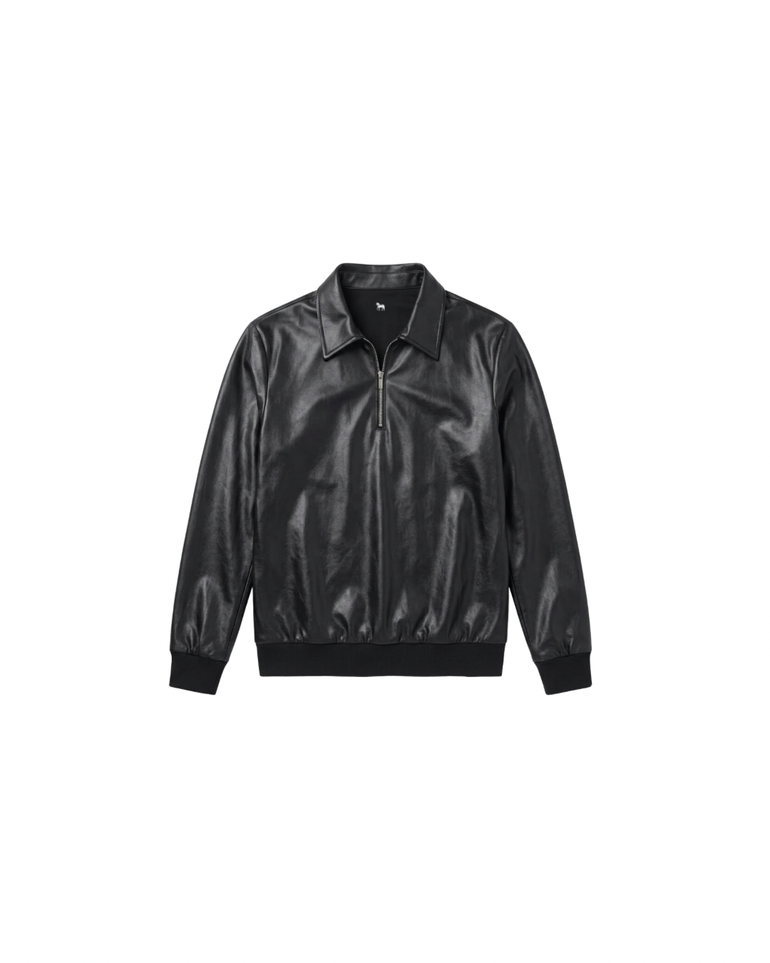 Jaqueta de Couro Minimalista Half-Zip Noir