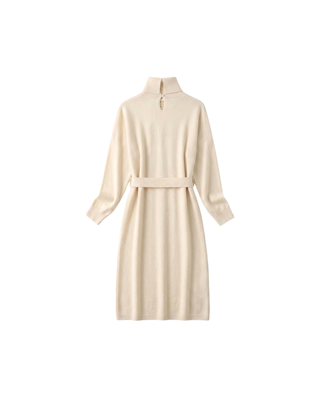 Vestido de Cashmere com Cinto — Areia Natural