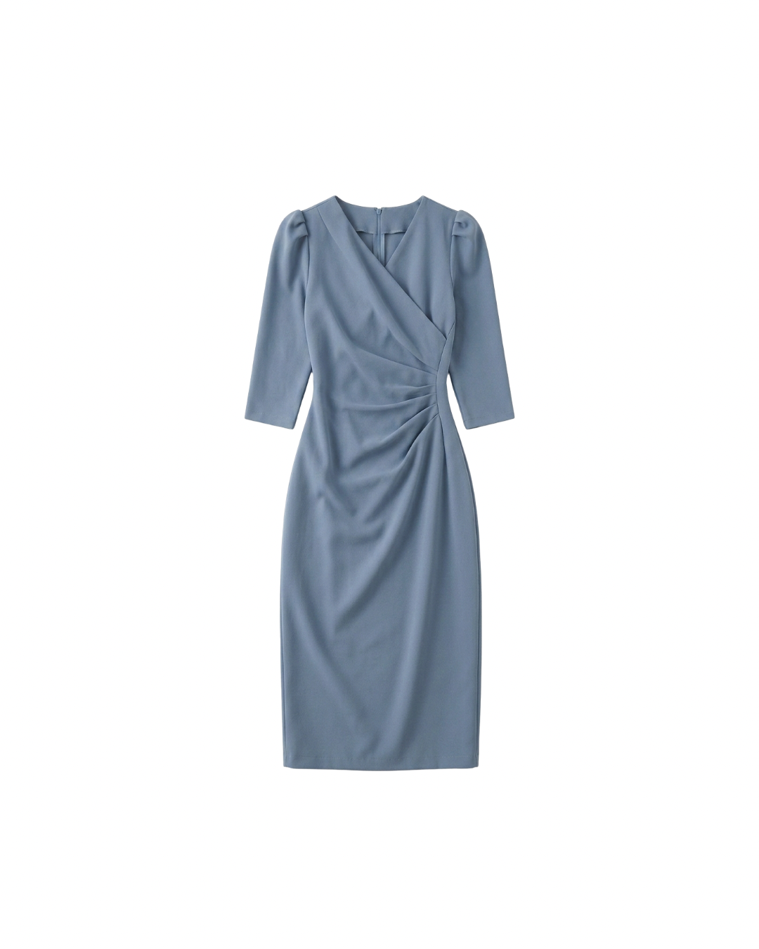 Vestido Drapado Estruturado — Azul Sereno